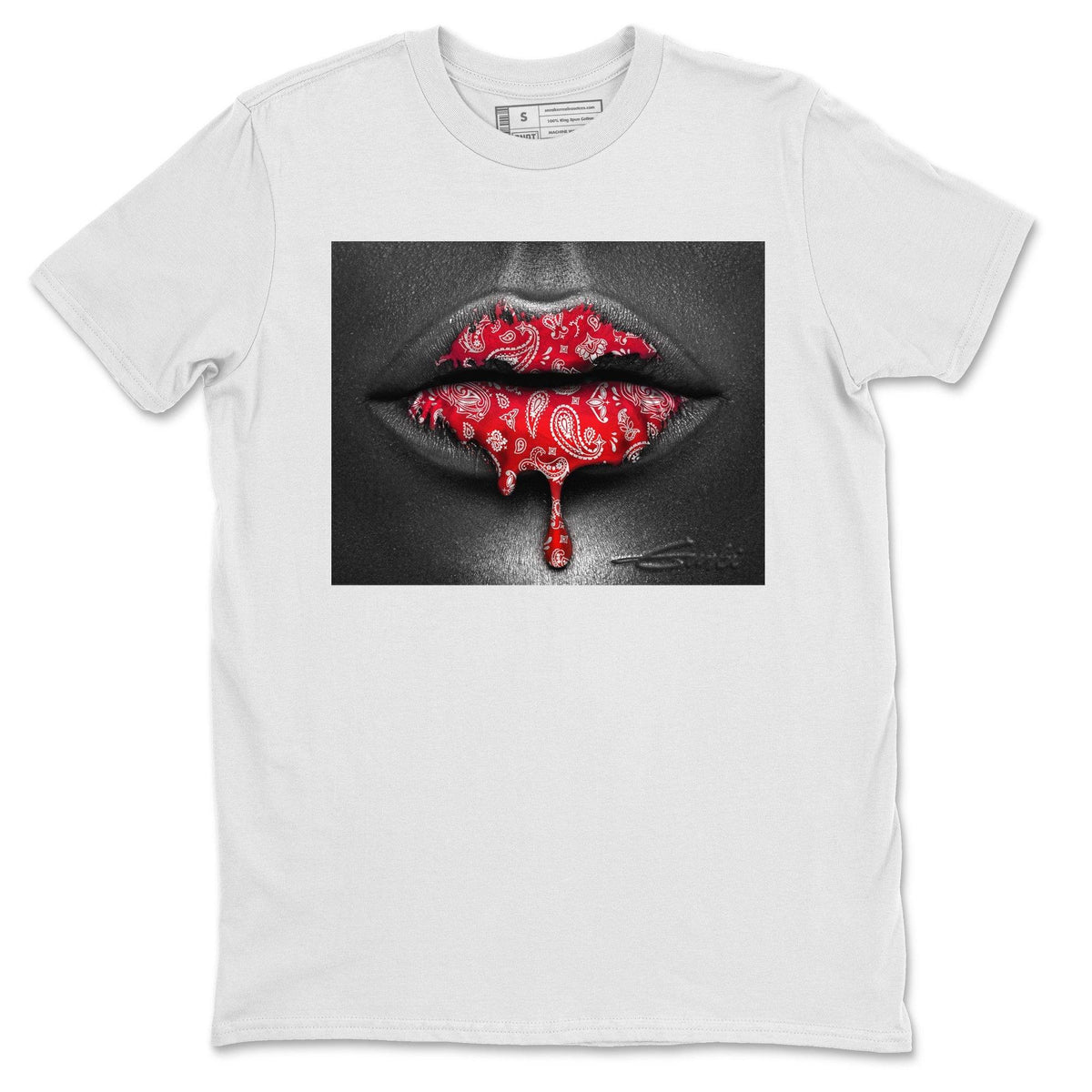 Jordan 1 Chicago Sneaker Matching T-Shirt Bandana Lips Sneaker Tees Jordan 1 Chicago Sneaker Release Tees Crew Neck Tees