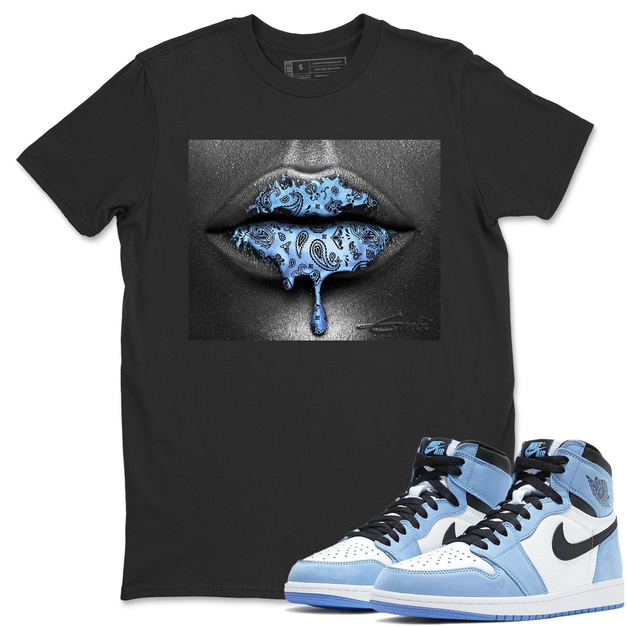 Jordan 1 University Blue Shirt To Match Jordans Bandana Lips Sneaker Tees Jordan 1 University Blue Drip Gear Zone Sneaker Matching Clothing Unisex Shirts