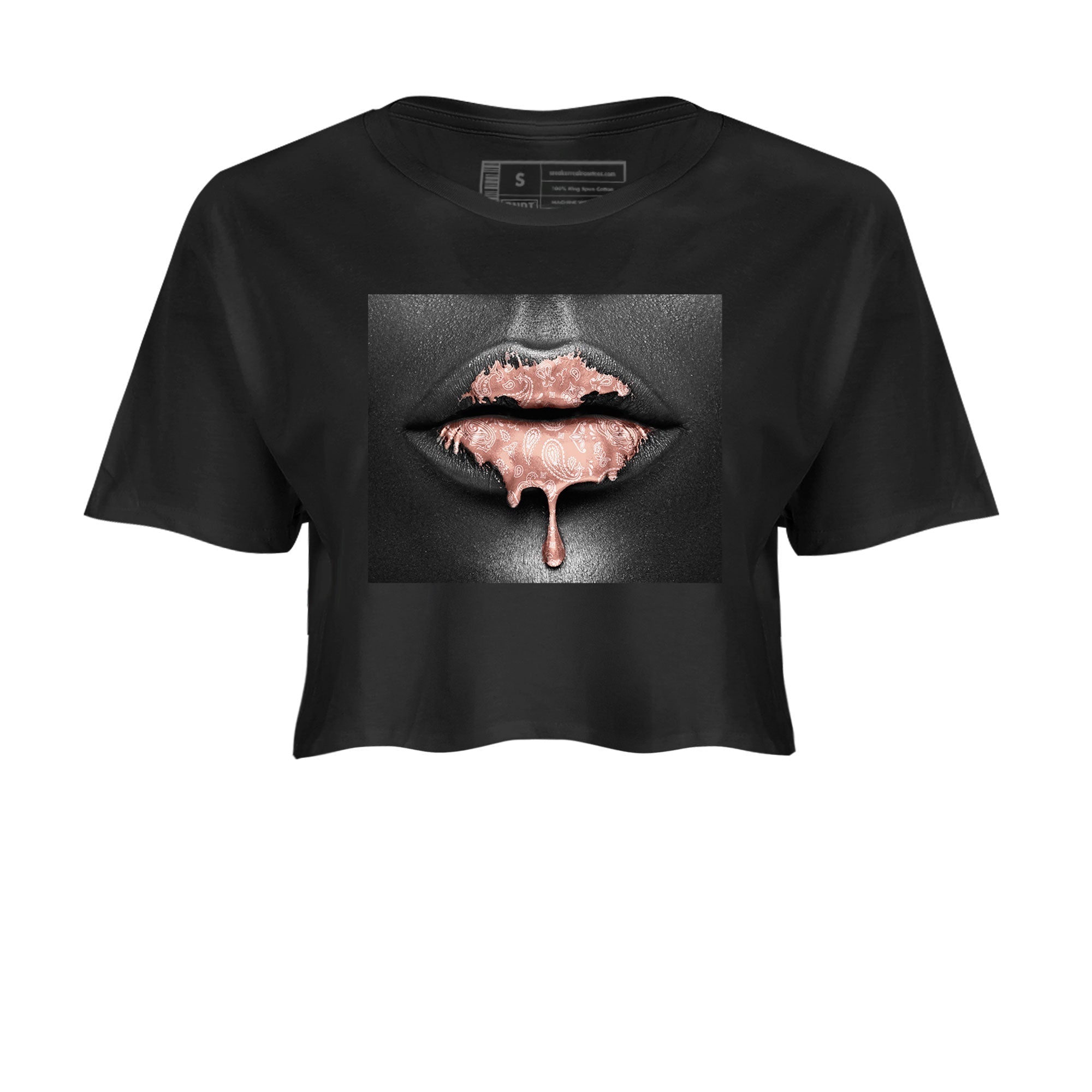 Dunk Low WMNS Rose Whisper shirt to match jordans Bandana Lips Streetwear Sneaker Shirt Dunk Rose Whisper Drip Gear Zone Sneaker Matching Clothing Black 2 Crop T-Shirt