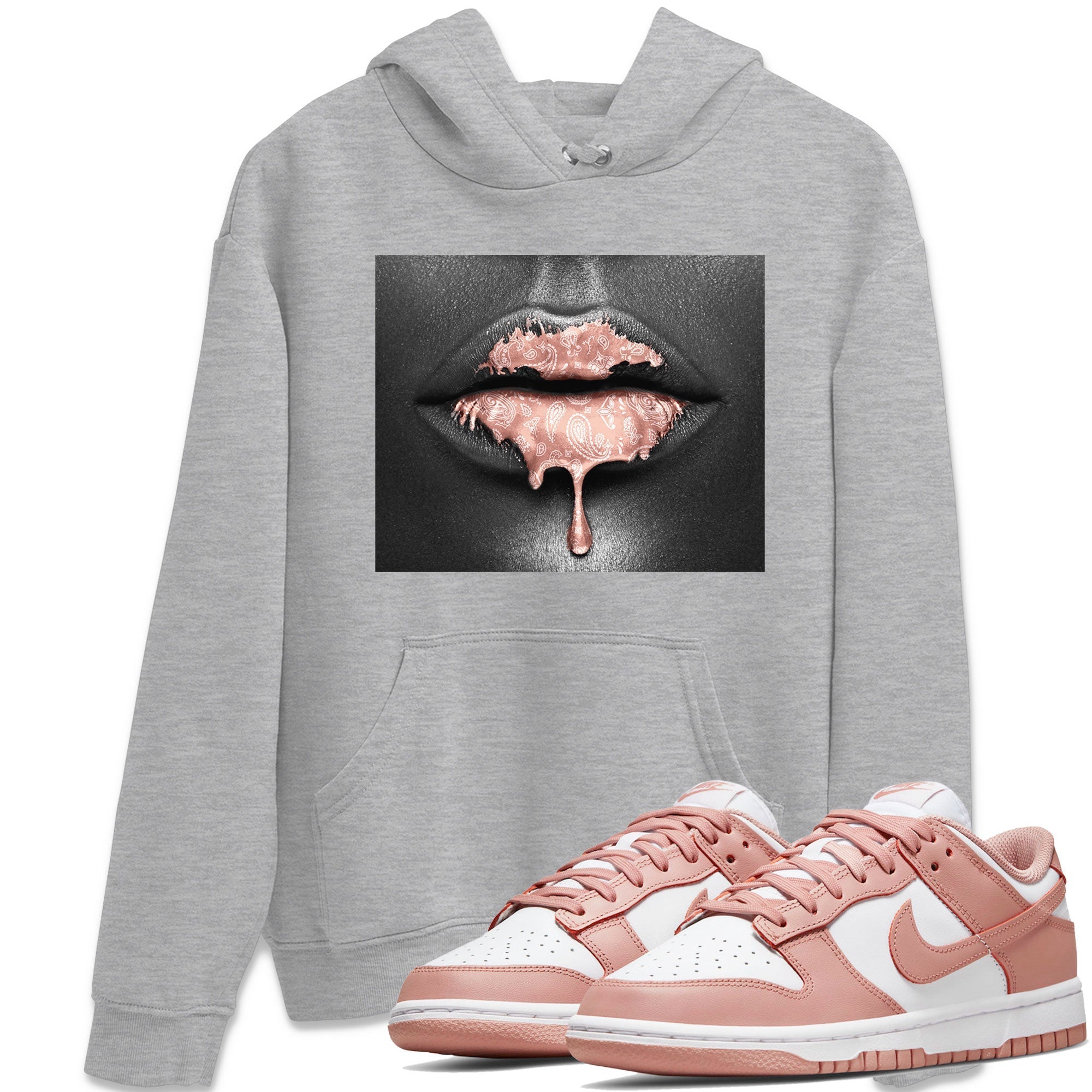 Dunk Low WMNS Rose Whisper shirt to match jordans Bandana Lips Streetwear Sneaker Shirt Dunk Rose Whisper Drip Gear Zone Sneaker Matching Clothing Casual Unisex shirts Heather Grey 1 T-Shirt