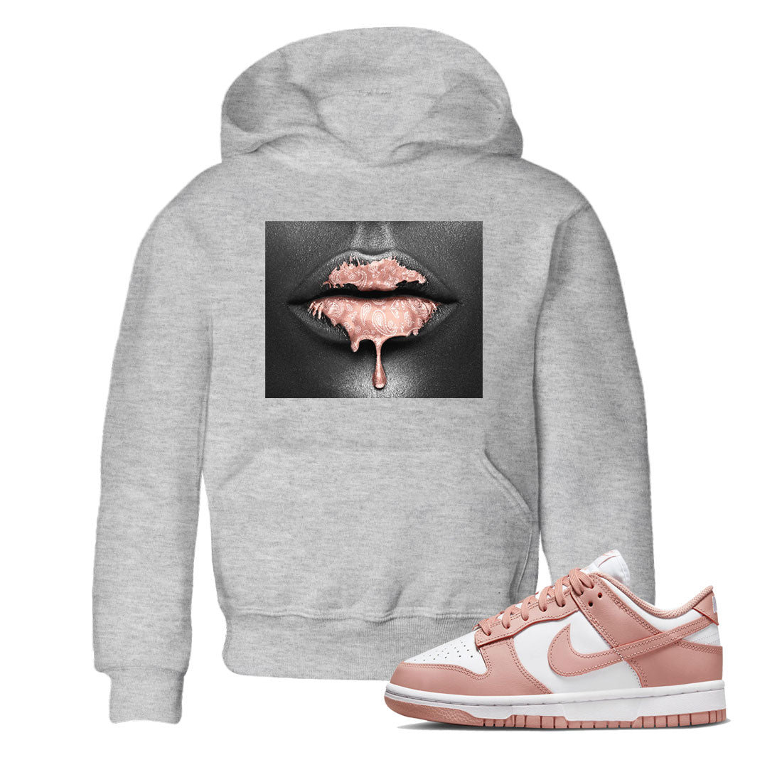 Dunk Low WMNS Rose Whisper shirt to match jordans Bandana Lips Streetwear Sneaker Shirt Dunk Rose Whisper Drip Gear Zone Sneaker Matching Clothing Baby Toddler Kids Heather Grey 1 T-Shirt