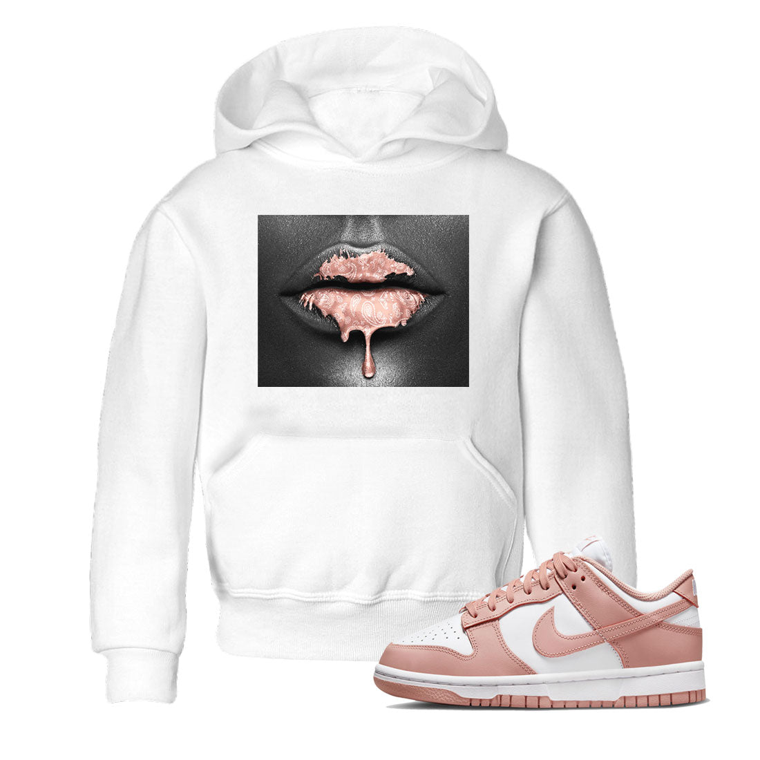 Dunk Low WMNS Rose Whisper shirt to match jordans Bandana Lips Streetwear Sneaker Shirt Dunk Rose Whisper Drip Gear Zone Sneaker Matching Clothing Baby Toddler Kids White 1 T-Shirt