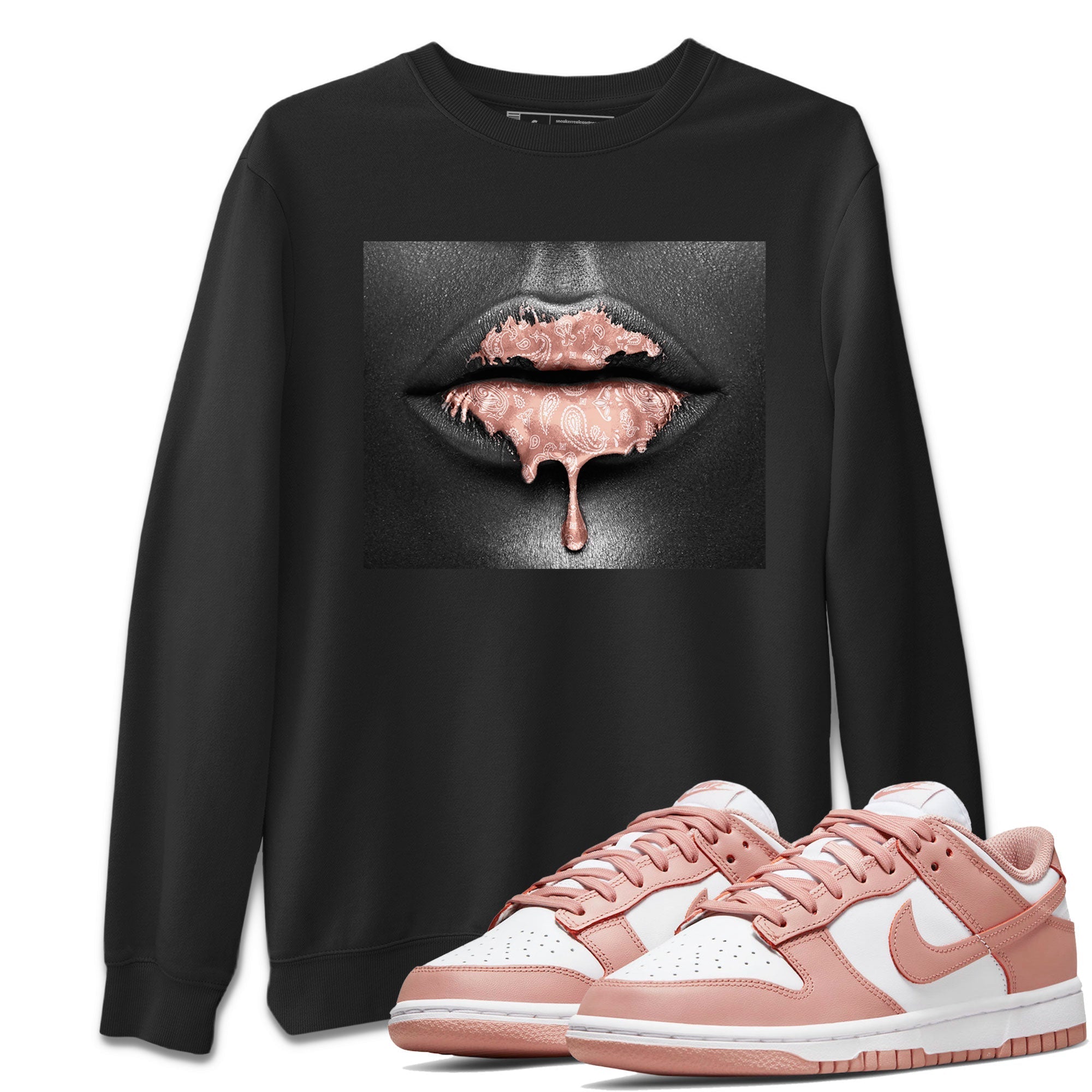 Dunk Low WMNS Rose Whisper shirt to match jordans Bandana Lips Streetwear Sneaker Shirt Dunk Rose Whisper Drip Gear Zone Sneaker Matching Clothing Casual Unisex shirts Black 1 T-Shirt