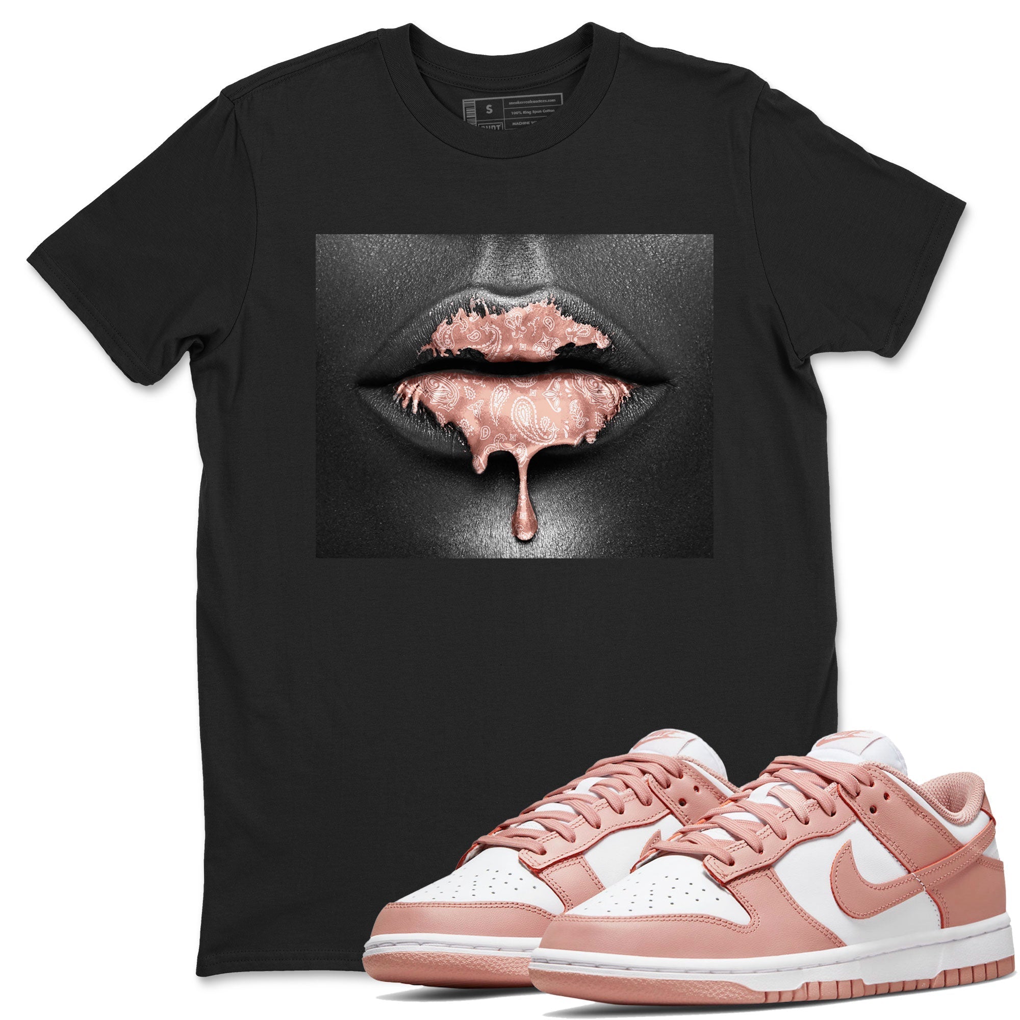 Dunk Low WMNS Rose Whisper shirt to match jordans Bandana Lips Streetwear Sneaker Shirt Dunk Rose Whisper Drip Gear Zone Sneaker Matching Clothing Casual Unisex shirts Black 1 T-Shirt