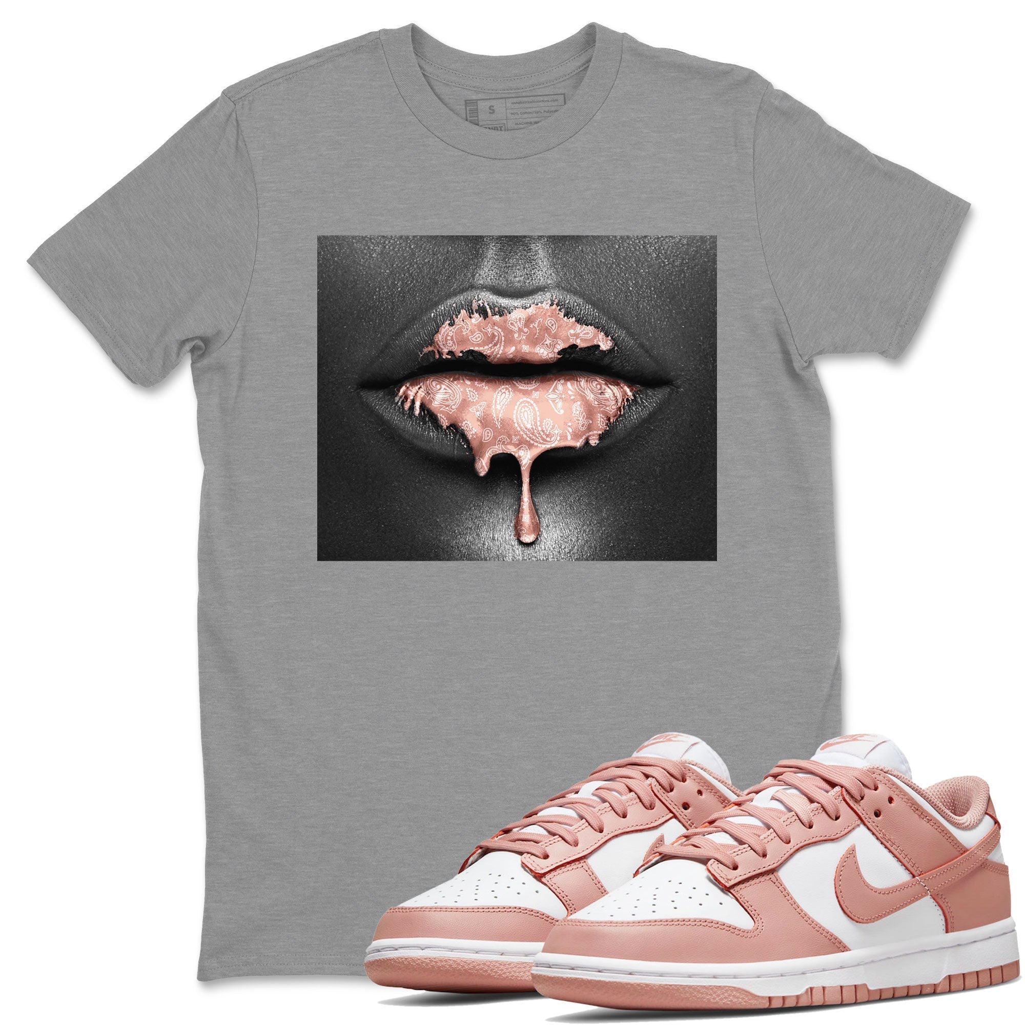 Dunk Low WMNS Rose Whisper shirt to match jordans Bandana Lips Streetwear Sneaker Shirt Dunk Rose Whisper Drip Gear Zone Sneaker Matching Clothing Casual Unisex shirts Heather Grey 1 T-Shirt