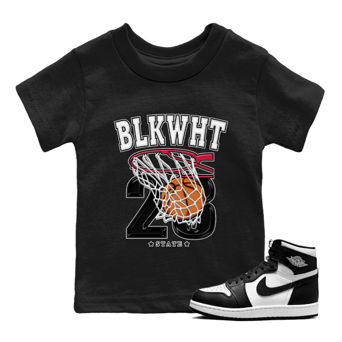 Air Jordan 1 Black White Shirt To Match Jordans Basketball Sneaker Tees Air Jordan 1 Black White Drip Gear Zone Sneaker Matching Clothing Kids Shirts