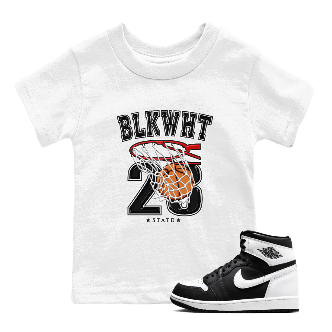 1s Black White shirt to match jordans Basketball sneaker tees Air Jordan 1 Black White Drip Gear Zone baby toddler White 1 cotton Shirt