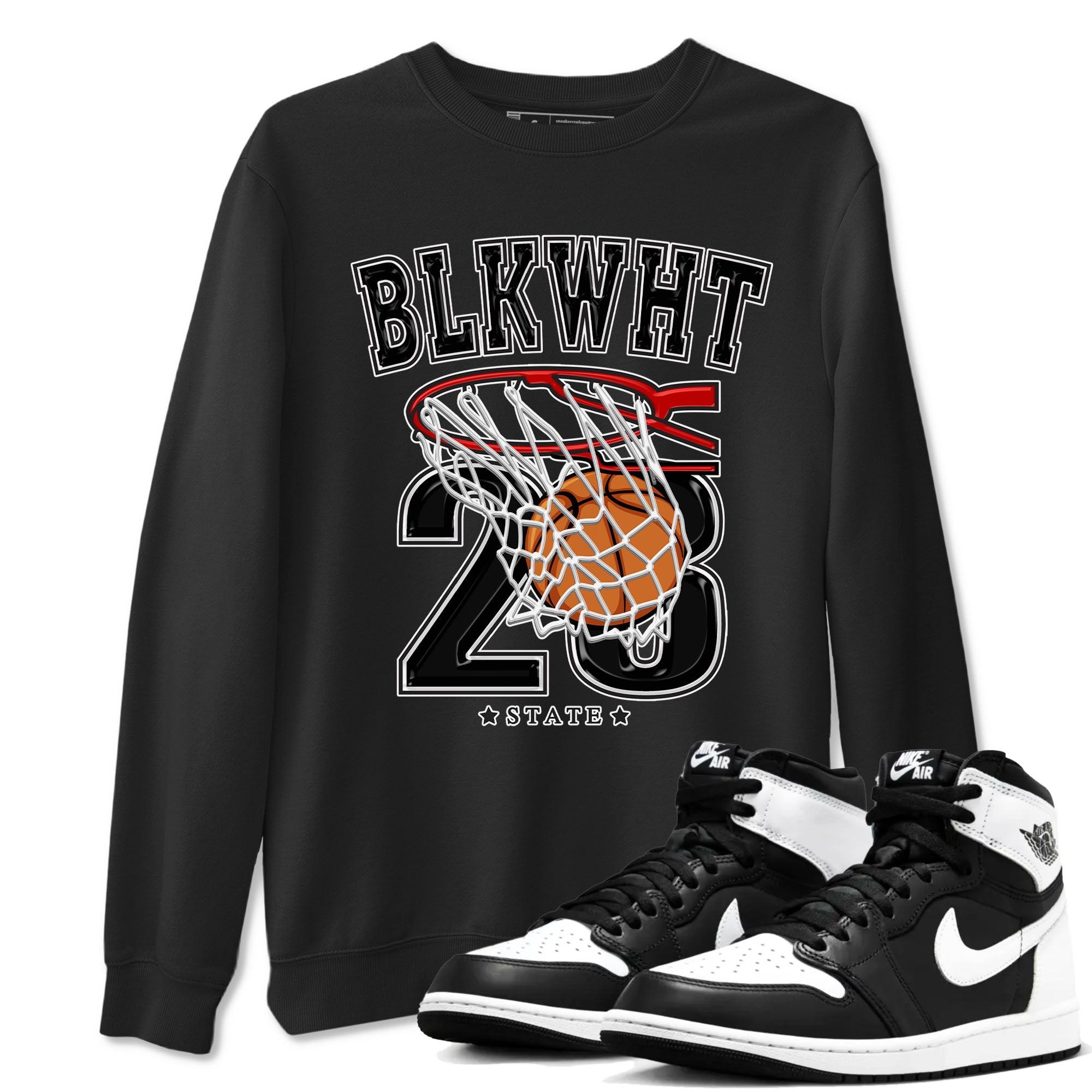 1s Black White shirt to match jordans Basketball sneaker tees Air Jordan 1 Black White Drip Gear Zone unisex cotton Black 1 crew neck shirt