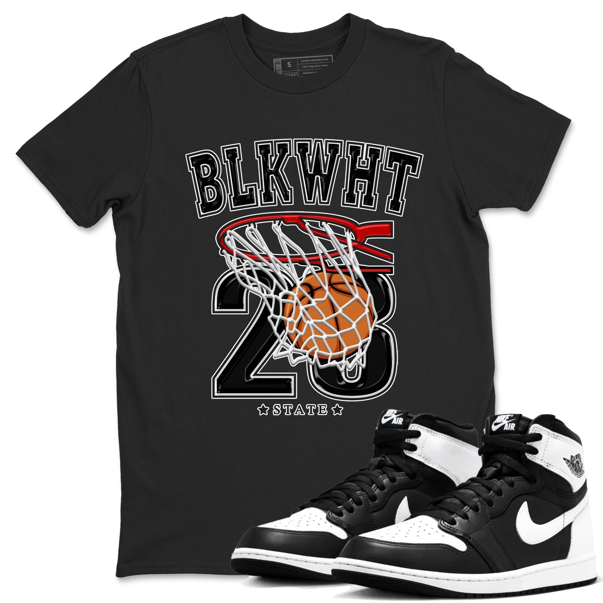 1s Black White shirt to match jordans Basketball sneaker tees Air Jordan 1 Black White Drip Gear Zone unisex cotton Black 1 crew neck shirt