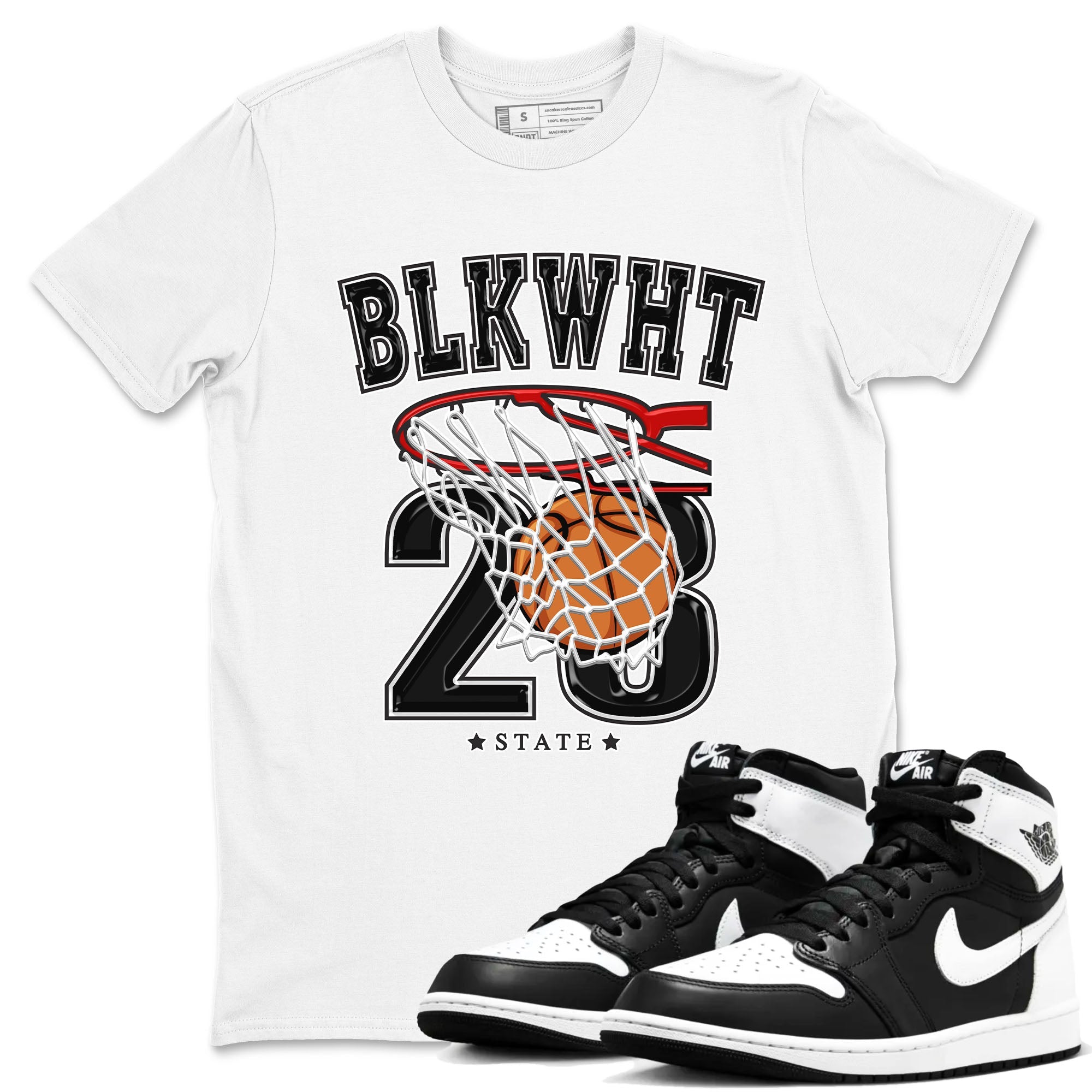 1s Black White shirt to match jordans Basketball sneaker tees Air Jordan 1 Black White Drip Gear Zone unisex cotton White 1 crew neck shirt