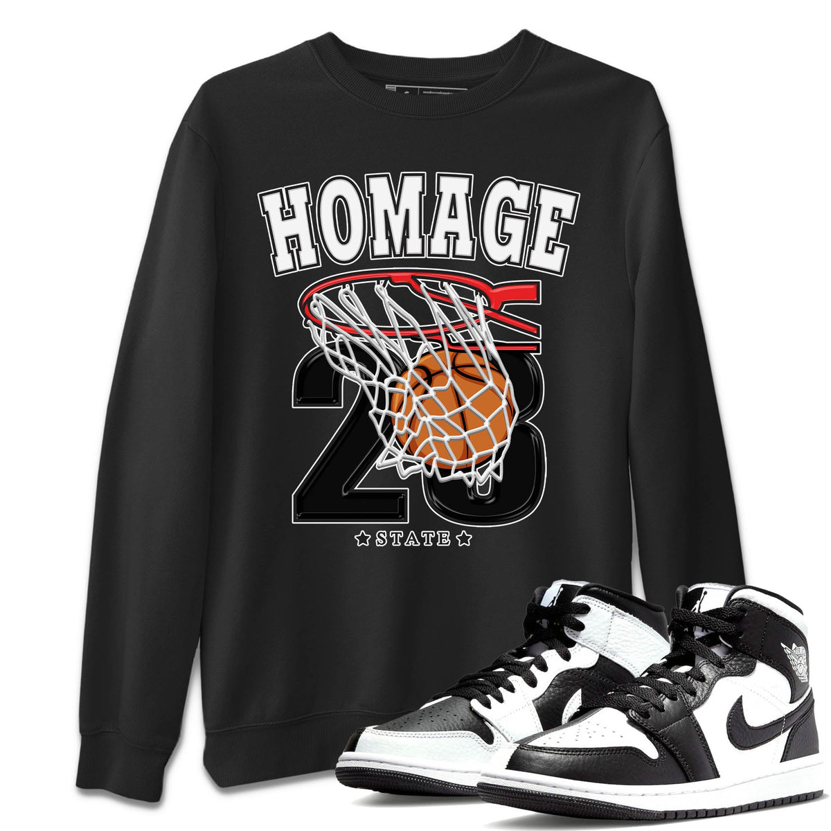 Jordan 1 Homage Sneaker Matching T-Shirt Basketball Sneaker Tees Jordan 1 Homage Sneaker Release Tees Crew Neck Tees