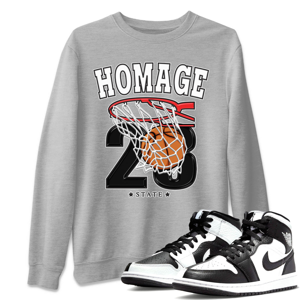 Jordan 1 Homage Sneaker Matching T-Shirt Basketball Sneaker Tees Jordan 1 Homage Sneaker Release Tees Crew Neck Tees