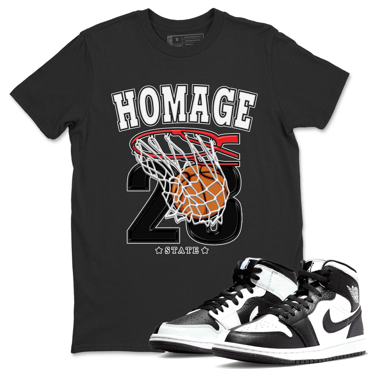 Jordan 1 Homage Sneaker Matching T-Shirt Basketball Sneaker Tees Jordan 1 Homage Sneaker Release Tees Crew Neck Tees
