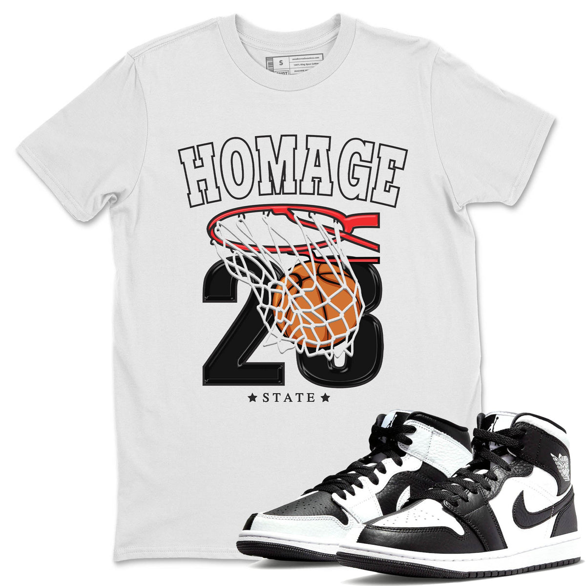 Jordan 1 Homage Sneaker Matching T-Shirt Basketball Sneaker Tees Jordan 1 Homage Sneaker Release Tees Crew Neck Tees