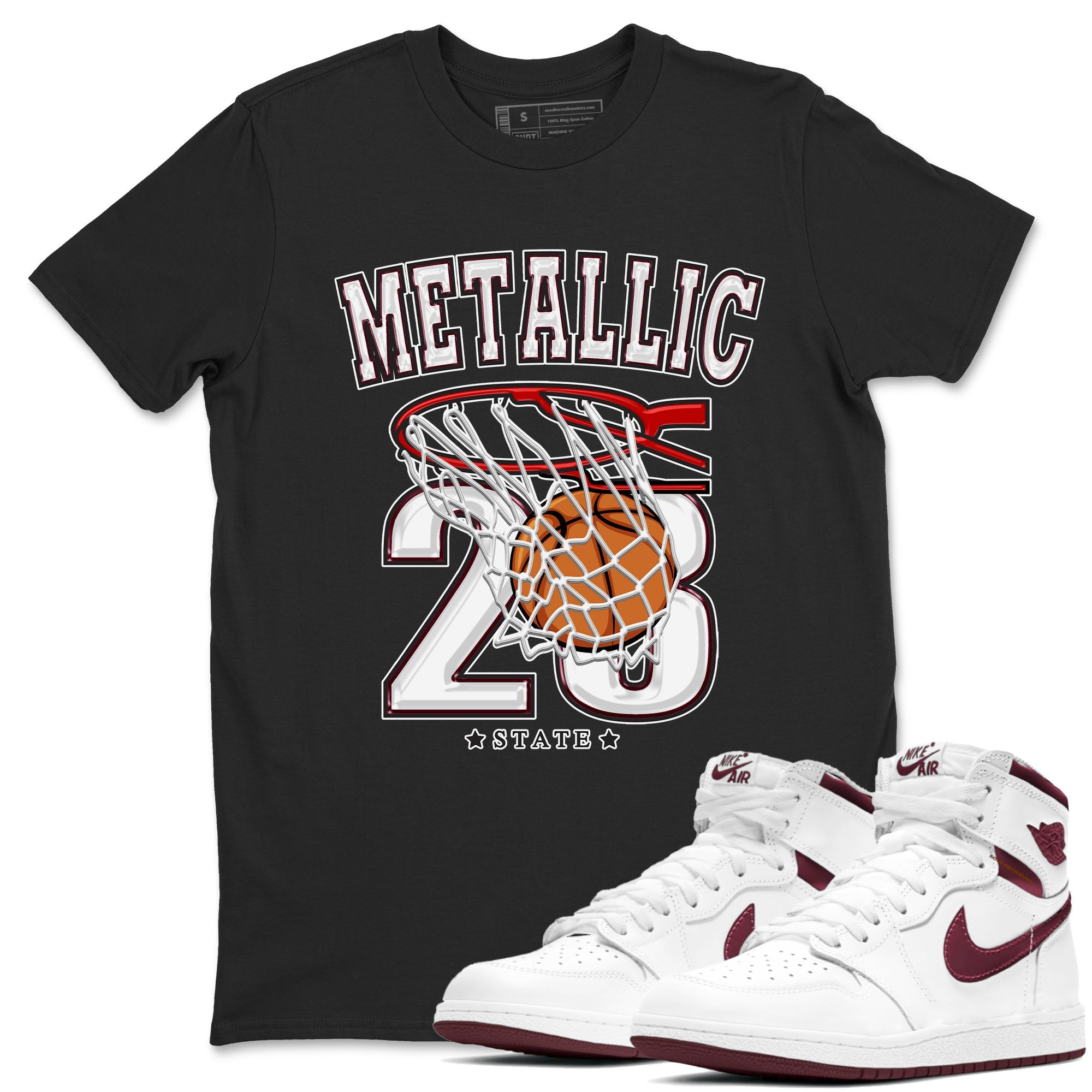 AJ1 Metalic Burgundy shirt to match jordans Basketball sneaker tees Air Jordan 1 Metalic Burgundy Drip Gear Zone unisex cotton Black 1 crew neck shirt