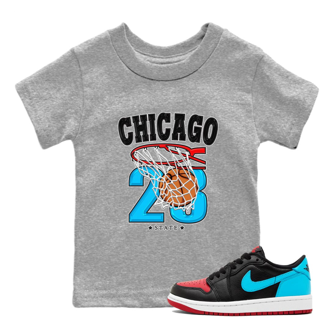 Air Jordan 1 Low UNC to Chicago shirt to match jordans Basketball Streetwear Sneaker Shirt Air Jordan 1 UNC to Chicago Drip Gear Zone Sneaker Matching Clothing Baby Toddler Heather Grey 1 T-Shirt