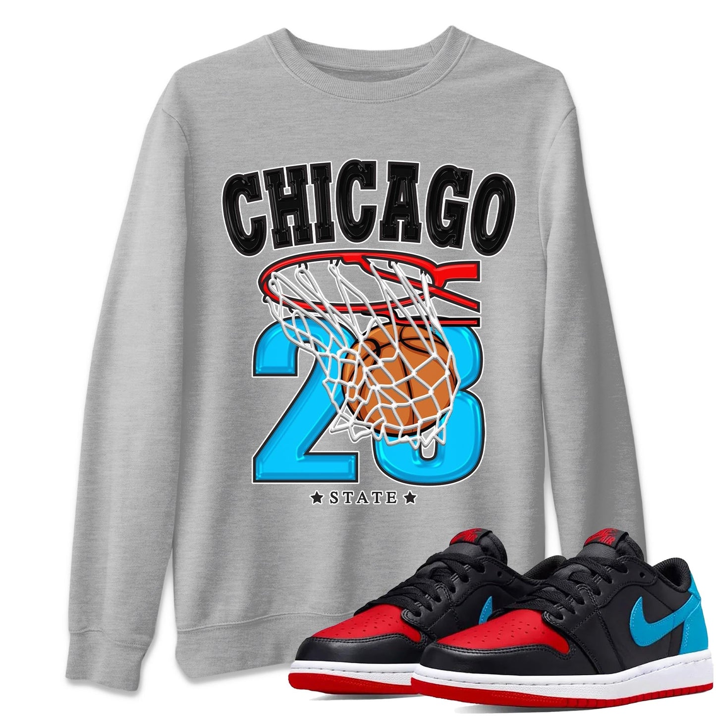 Air Jordan 1 Low UNC to Chicago shirt to match jordans Basketball Streetwear Sneaker Shirt Air Jordan 1 UNC to Chicago Drip Gear Zone Sneaker Matching Clothing Unisex Heather Grey 1 T-Shirt