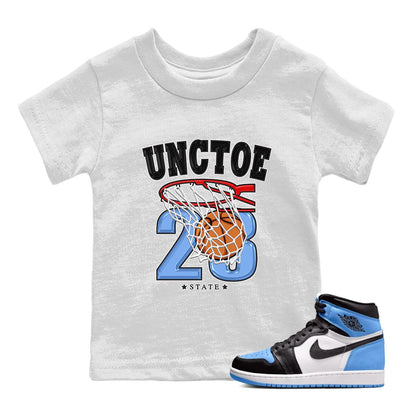 Air Jordan 1 Retro High OG University Blue shirt to match jordans Basketball Streetwear Sneaker Shirt Air Jordan 1 UNC Toe Drip Gear Zone Sneaker Matching Clothing Baby Toddler White 1 T-Shirt