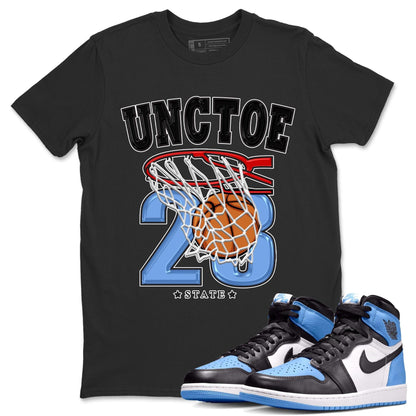 Air Jordan 1 Retro High OG University Blue shirt to match jordans Basketball Streetwear Sneaker Shirt Air Jordan 1 UNC Toe Drip Gear Zone Sneaker Matching Clothing Unisex Black 1 T-Shirt