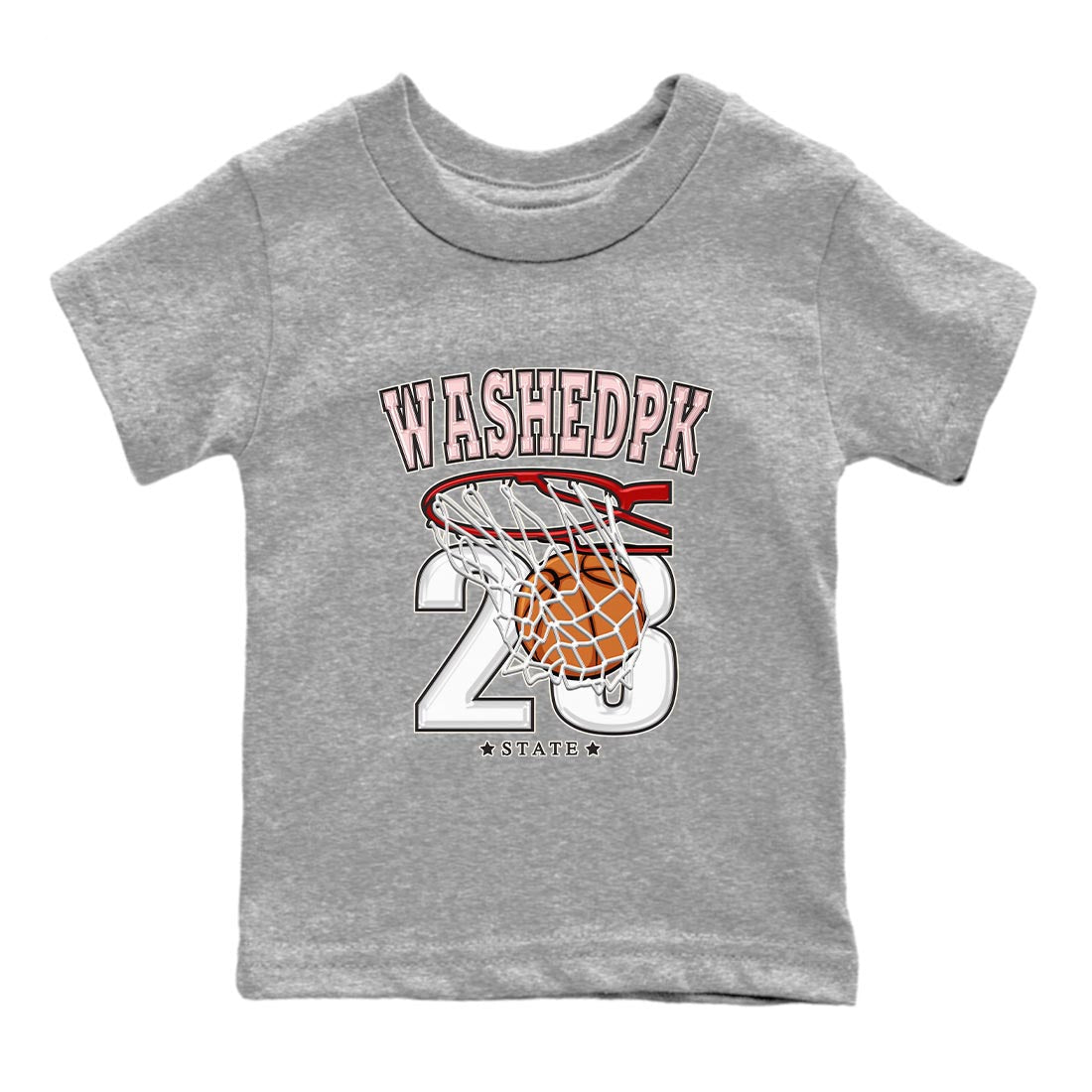 Air Jordan 1 Washed Pink Sneaker Match Tees Basketball Streetwear Sneaker Shirt AJ1 Washed Pink Sneaker Release Tees Kids Shirts Heather Grey 2