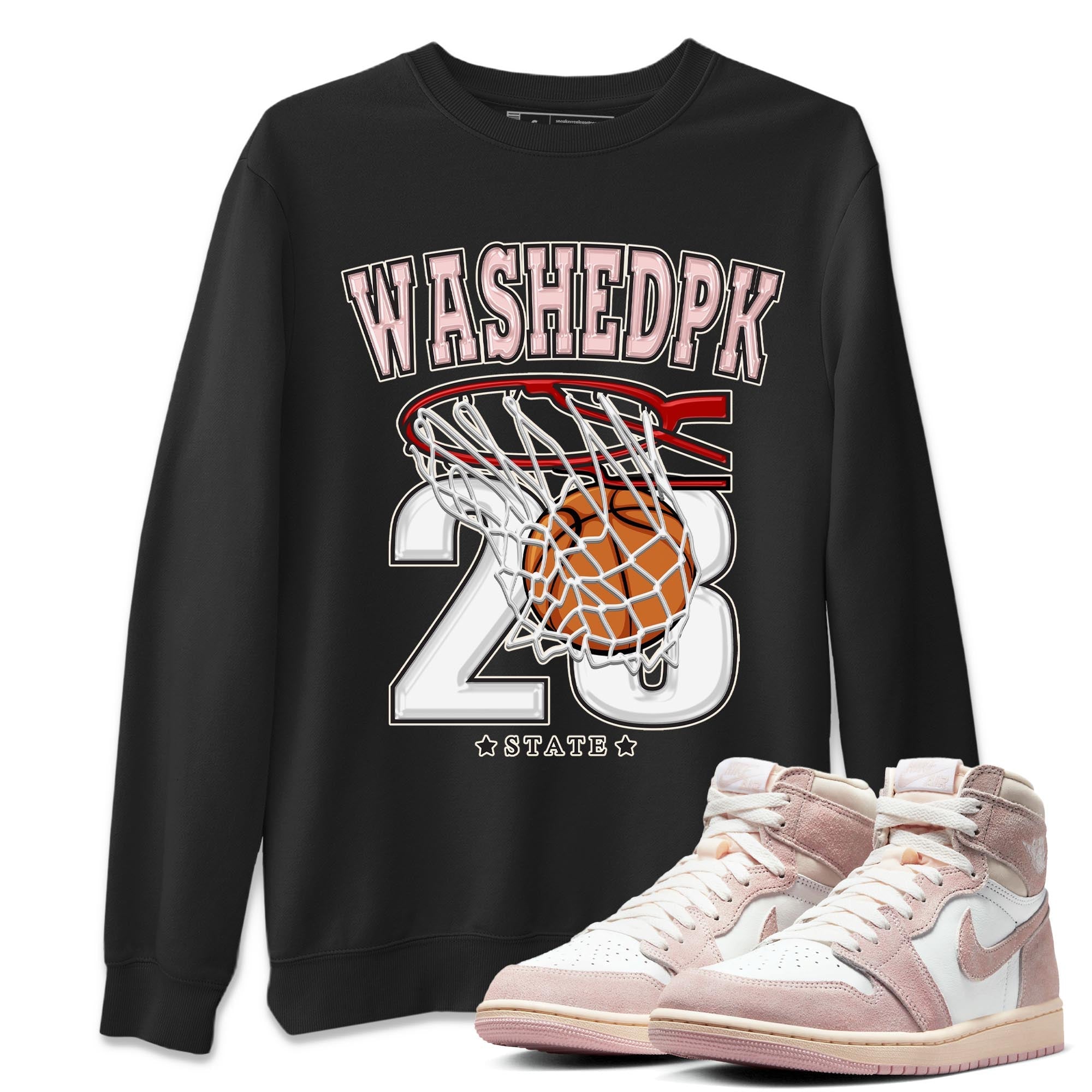 Air Jordan 1 Washed Pink Sneaker Match Tees Basketball Streetwear Sneaker Shirt AJ1 Washed Pink Sneaker Release Tees Unisex Shirts Black 1