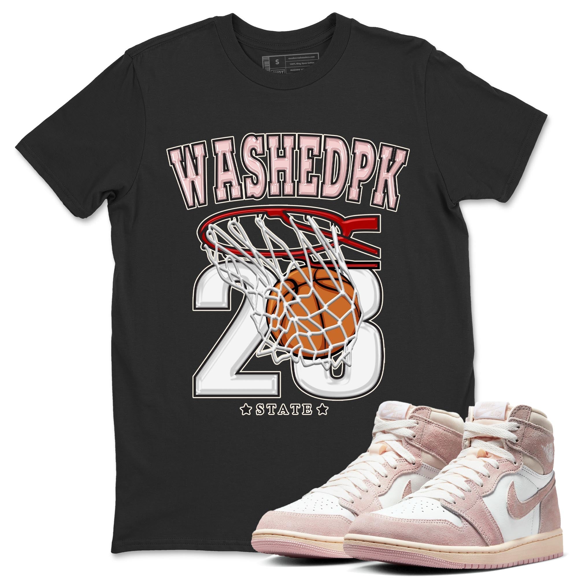 Air Jordan 1 Washed Pink Sneaker Match Tees Basketball Streetwear Sneaker Shirt AJ1 Washed Pink Sneaker Release Tees Unisex Shirts Black 1