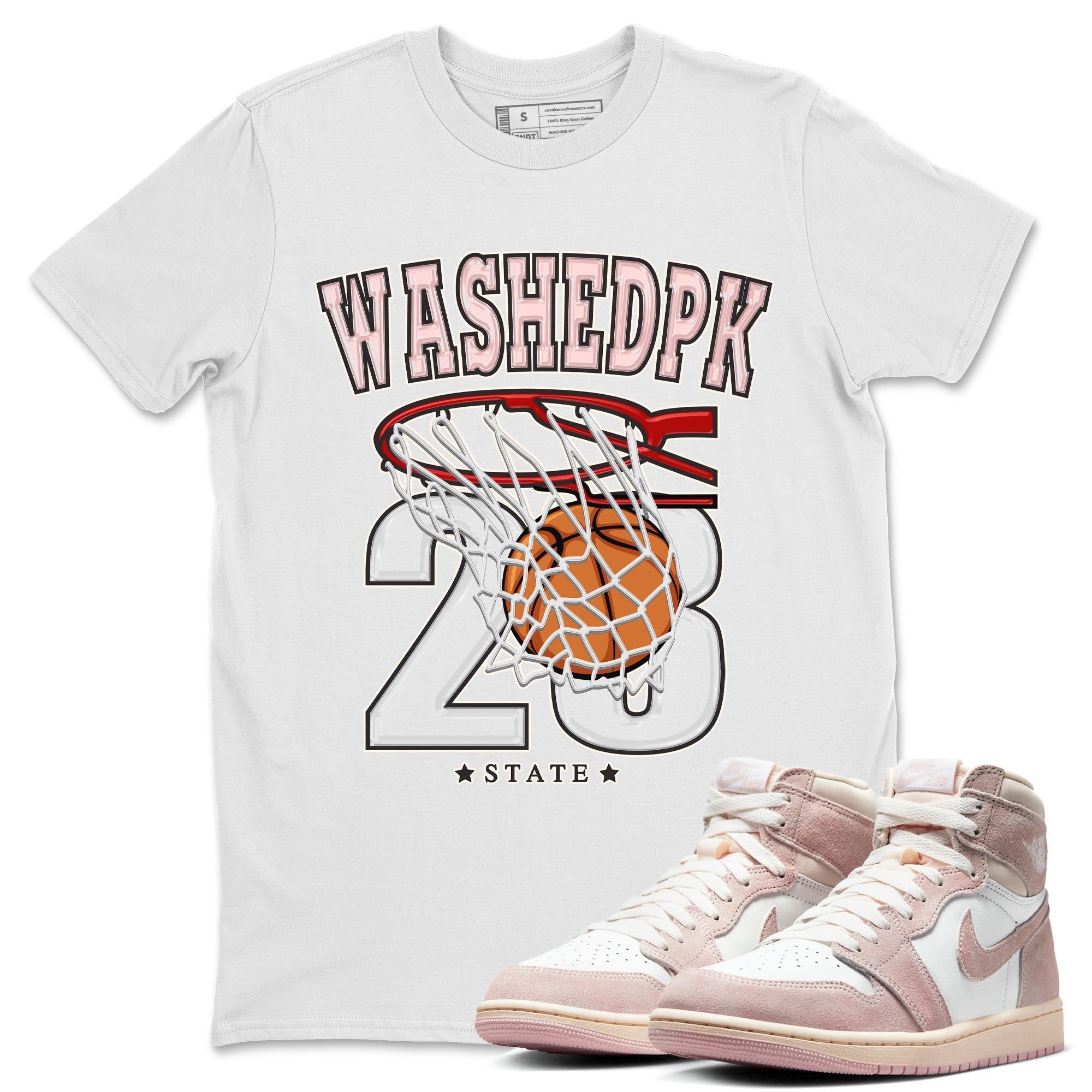 Air Jordan 1 Washed Pink Sneaker Match Tees Basketball Streetwear Sneaker Shirt AJ1 Washed Pink Sneaker Release Tees Unisex Shirts White 1