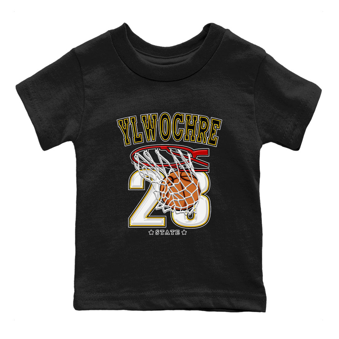 1s Yellow Ochre shirt to match jordans Basketball sneaker tees Air Jordan 1 High OG Yellow Ochre Drip Gear Zone baby toddler Black 2 cotton Shirt