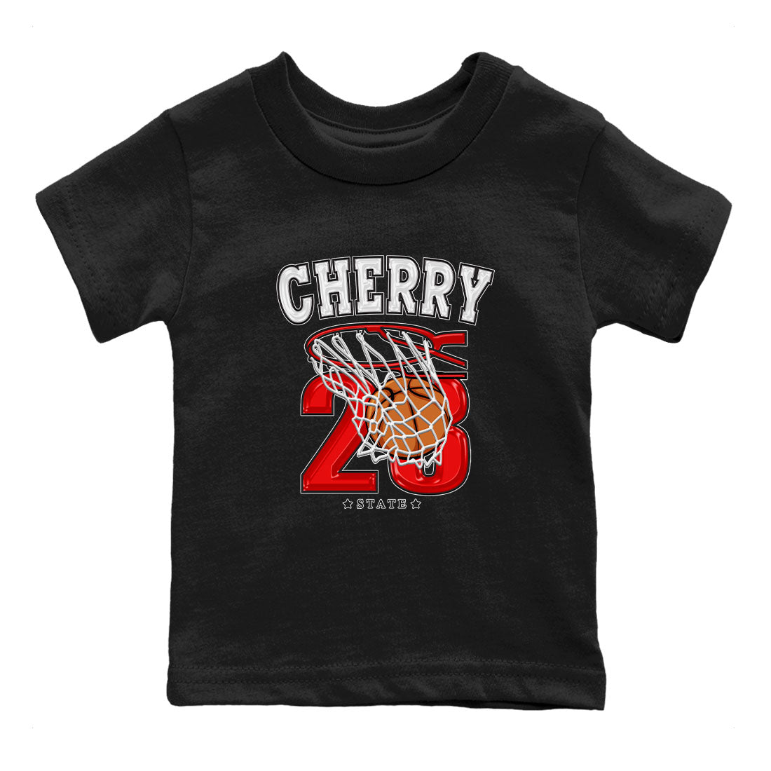 Jordan 12 Retro Cherry shirt to match jordans Varsity Red Basketball special sneaker matching tees 12s Cherry Drip Gear Zone Baby Toddler Black 2 T-Shirt