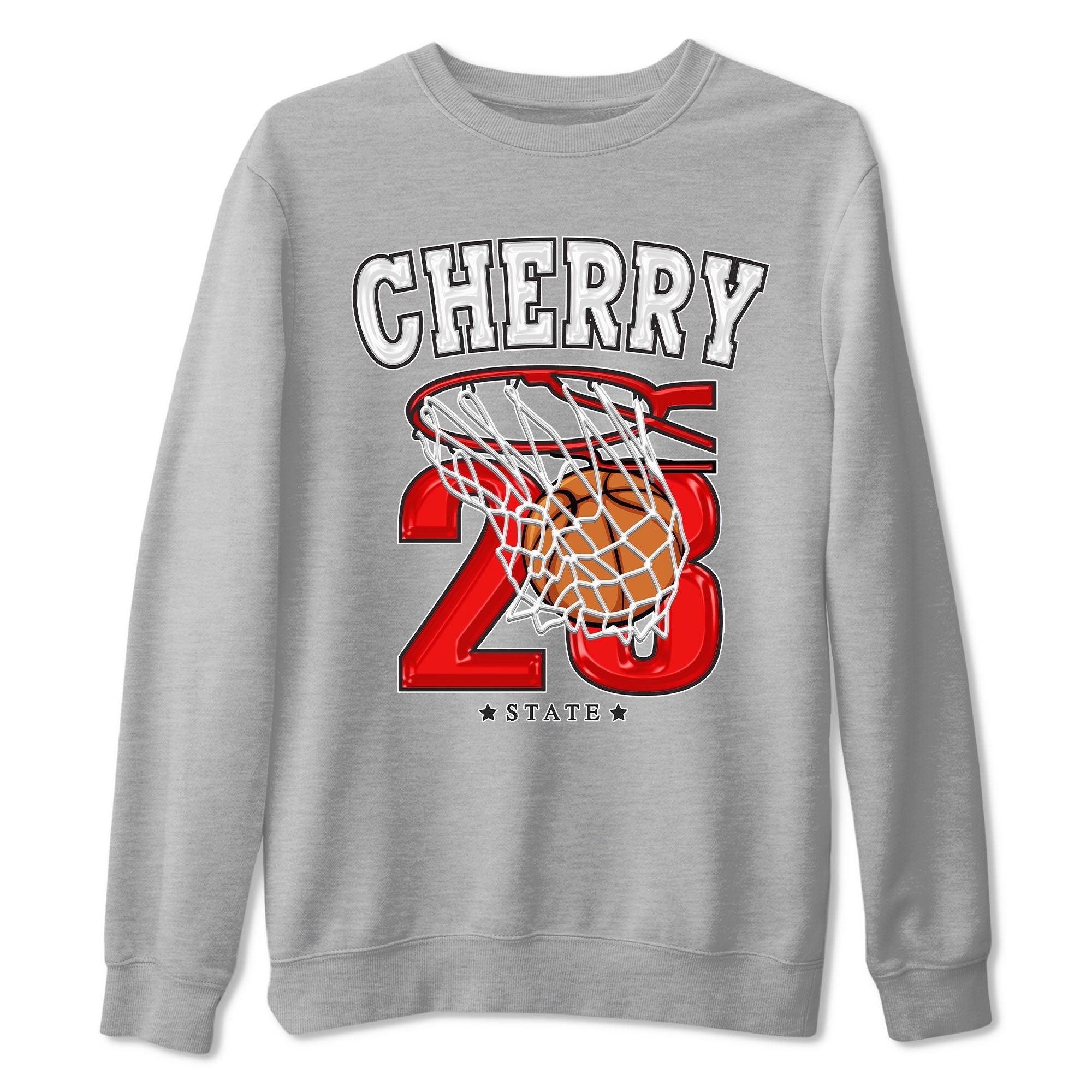 Jordan 12 Retro Cherry shirt to match jordans Varsity Red Basketball special sneaker matching tees 12s Cherry Drip Gear Zone Unisex Heather Grey 2 T-Shirt