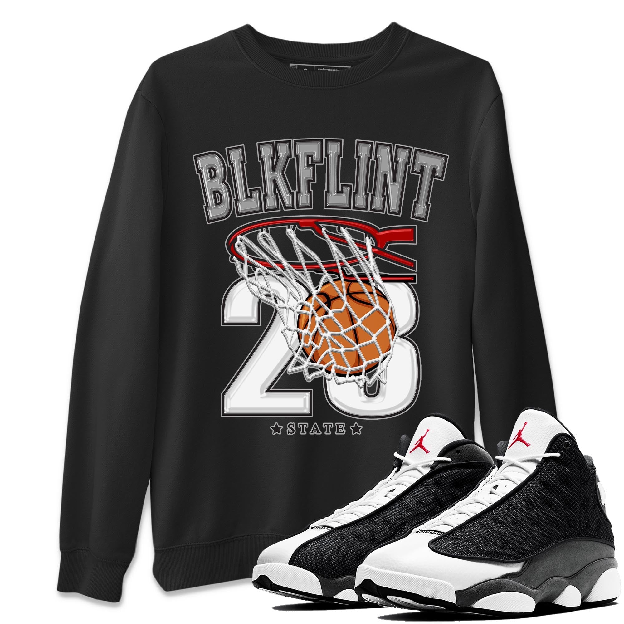 Air Jordan 13 Black Flint Sneaker Match Tees Basketball Streetwear Sneaker Shirt AJ 13s Black Flint Sneaker Release Tees Unisex Shirts Black 1