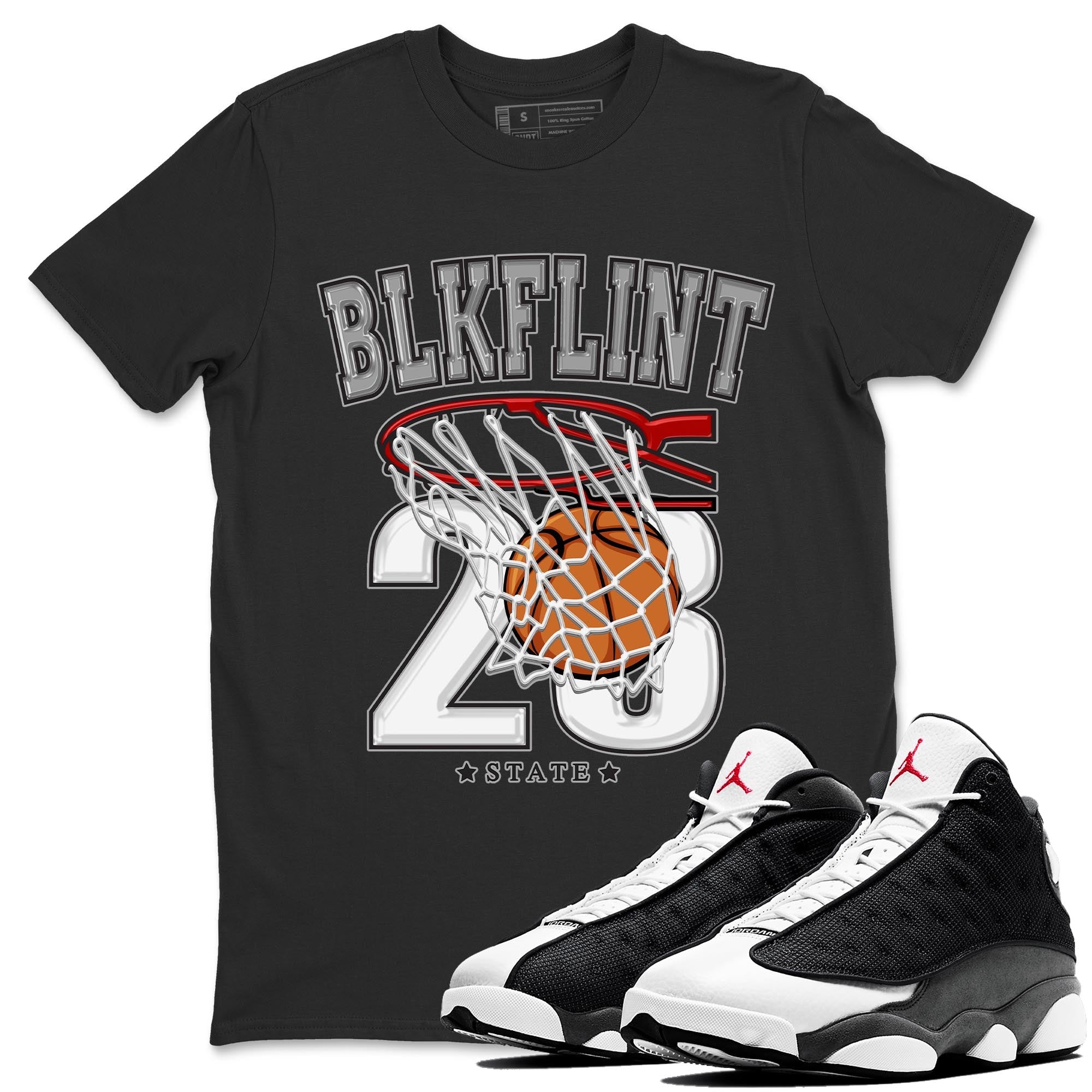 Air Jordan 13 Black Flint Sneaker Match Tees Basketball Streetwear Sneaker Shirt AJ 13s Black Flint Sneaker Release Tees Unisex Shirts Black 1