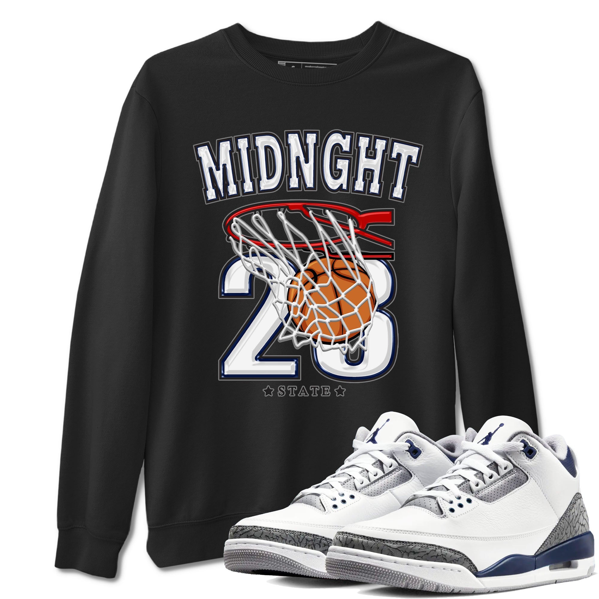 Air Jordan 3 Retro Midnight Navy shirt to match jordans Basketball sneaker shirt 3s Midnight Navy Drip Gear Zone unisex crew neck cotton Black 1 crew neck shirt