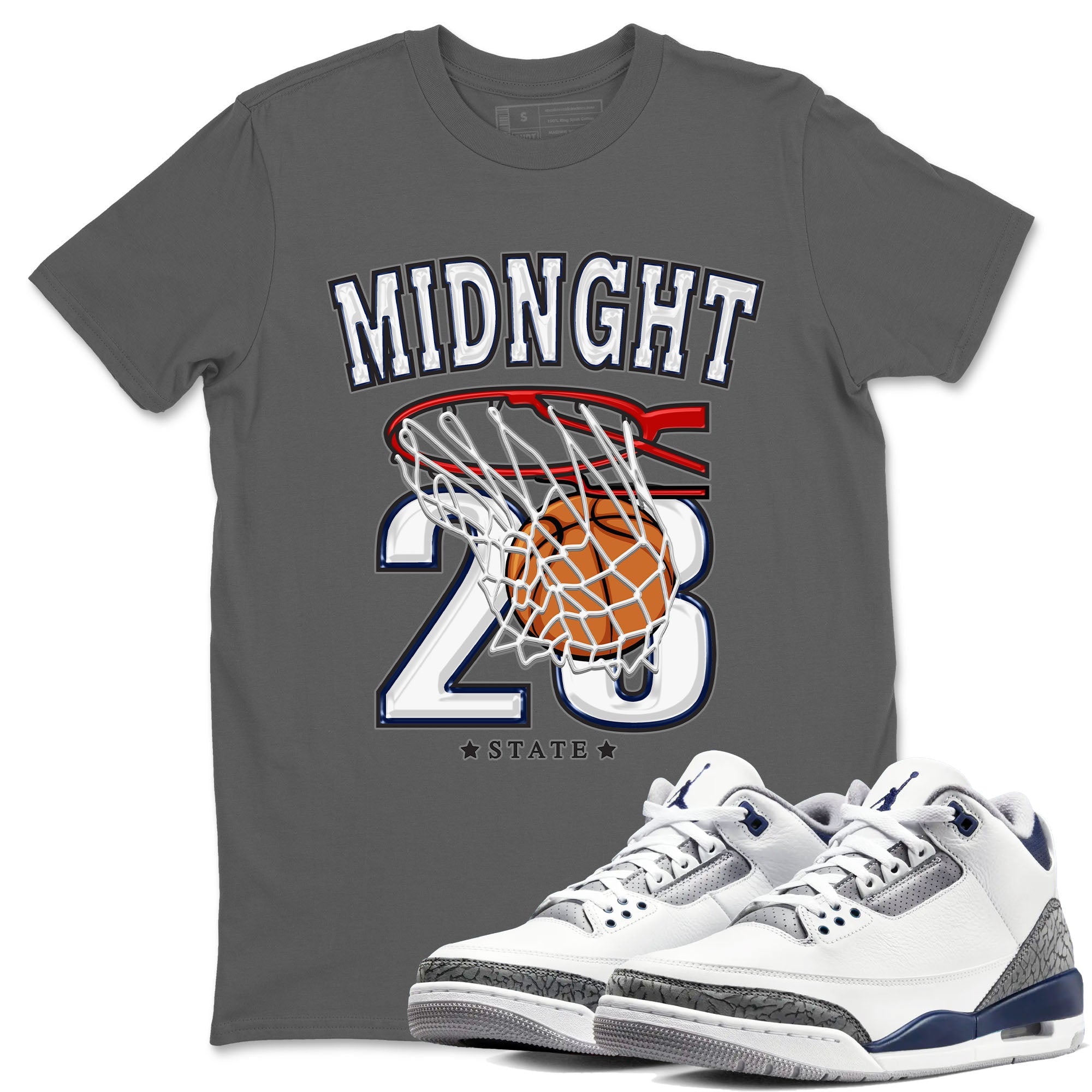 Air Jordan 3 Retro Midnight Navy shirt to match jordans Basketball sneaker shirt 3s Midnight Navy Drip Gear Zone unisex crew neck cotton Cool Grey 1 crew neck shirt