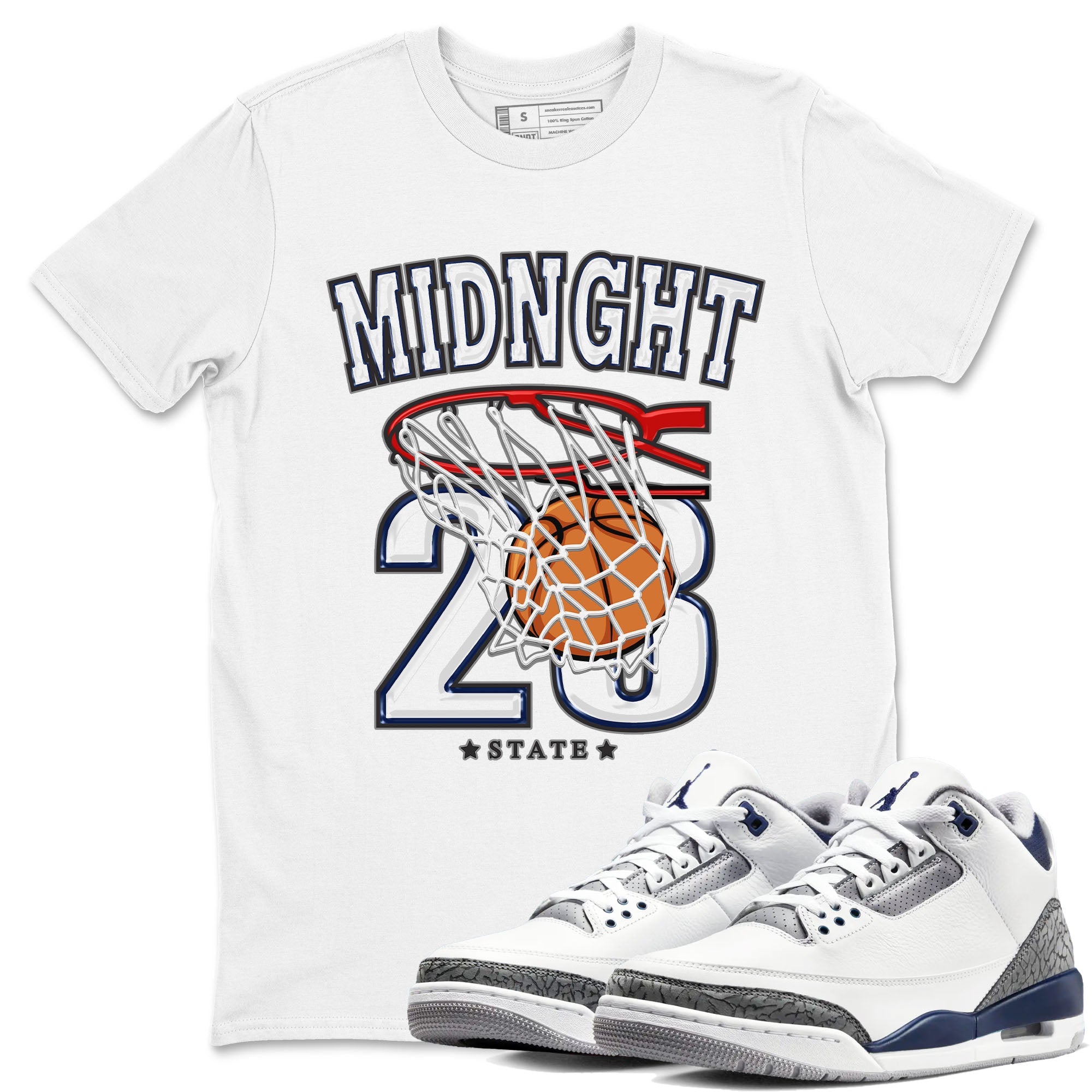 Air Jordan 3 Retro Midnight Navy shirt to match jordans Basketball sneaker shirt 3s Midnight Navy Drip Gear Zone unisex crew neck cotton White 1 crew neck shirt