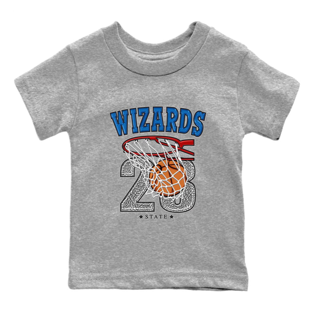Air Jordan 3 Wizards Sneaker Match Tees Basketball Streetwear Sneaker Shirt Air Jordan 3 Wizards Sneaker Release Tees Kids Shirts Heather Grey 2