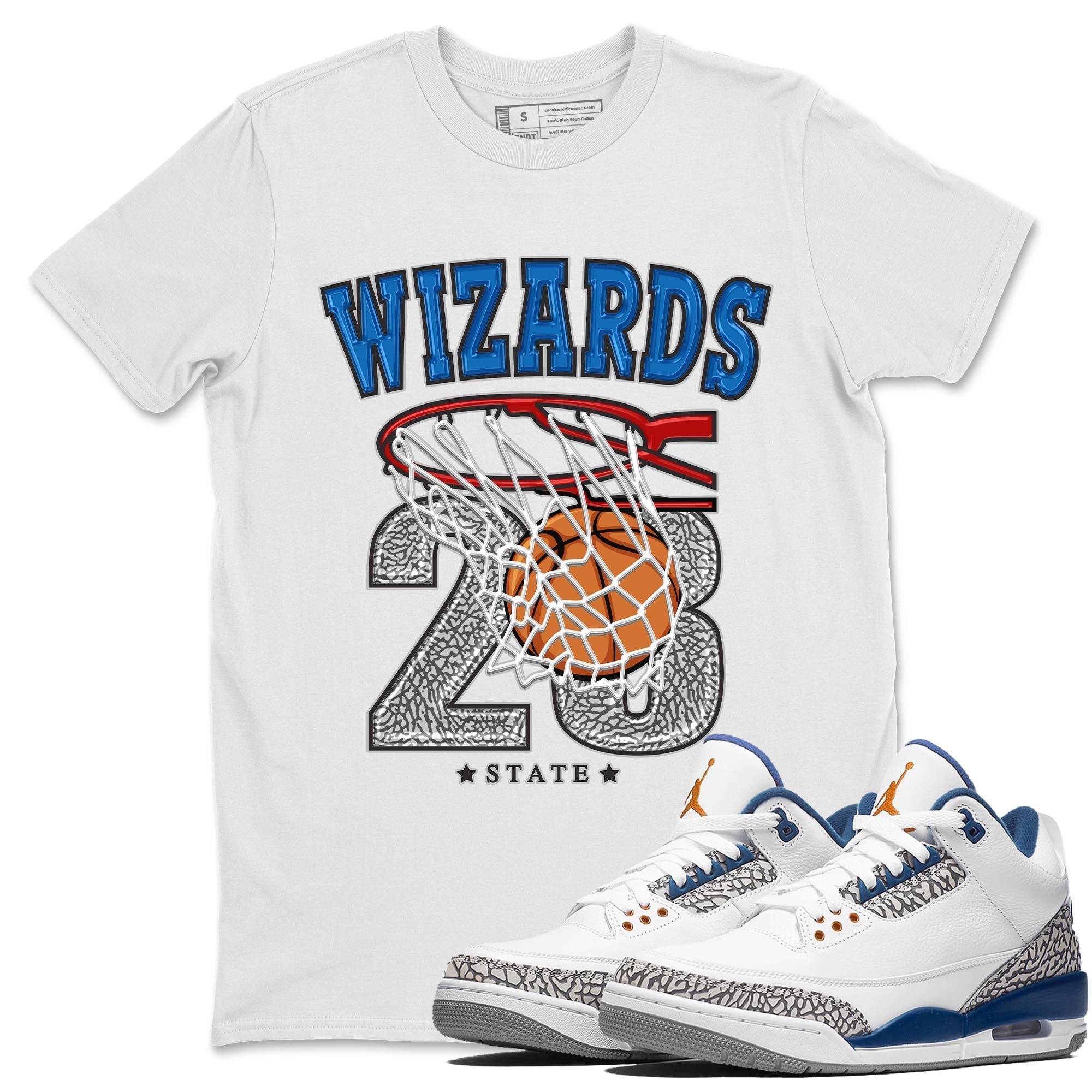 Air Jordan 3 Wizards Sneaker Match Tees Basketball Streetwear Sneaker Shirt Air Jordan 3 Wizards Sneaker Release Tees Unisex Shirts White 1