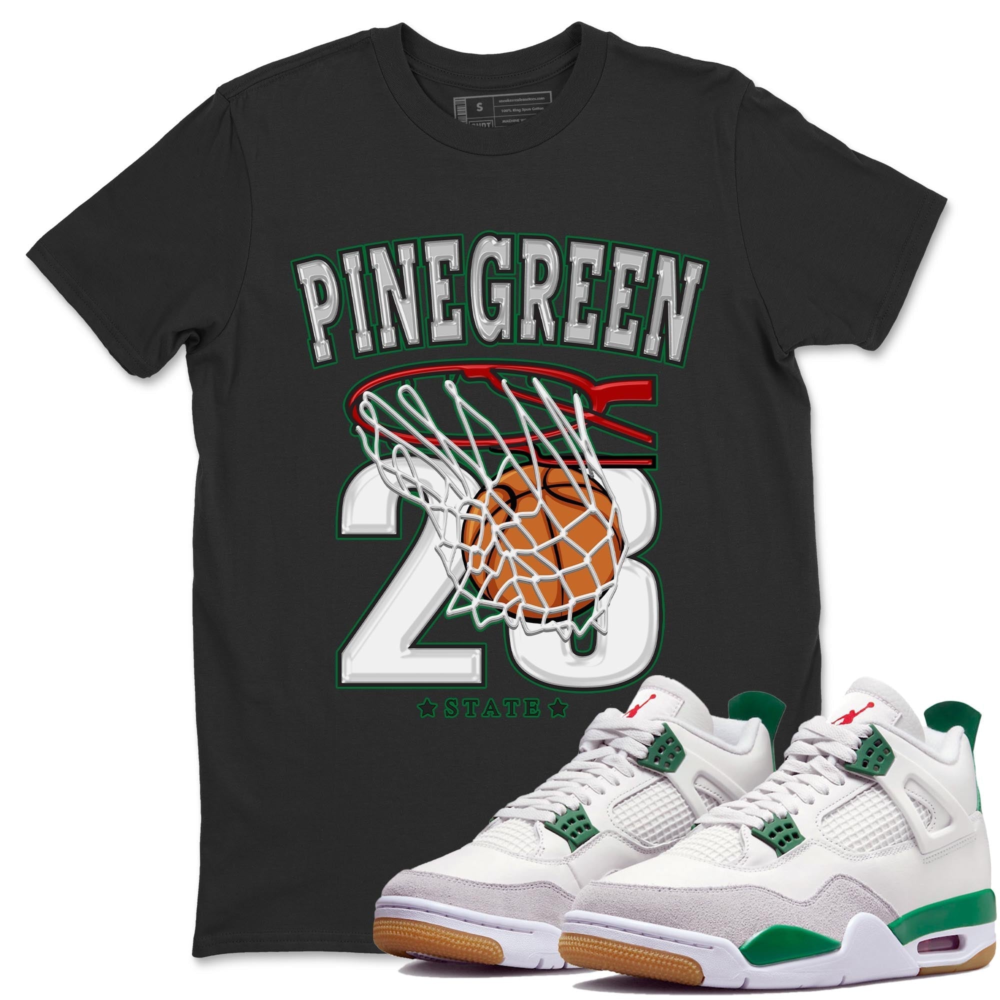 Air Jordan 4 Pine Green Sneaker Match Tees Basketball Streetwear Sneaker Shirt AJ 4s Pine Green Sneaker Release Tees Unisex Shirts Black 1