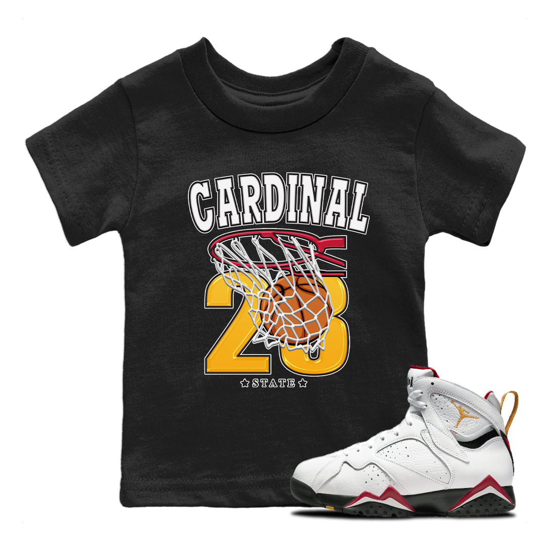 Jordan 7 Cardinal Shirt To Match Jordans Basketball Sneaker Tees Jordan 7 Cardinal Drip Gear Zone Sneaker Matching Clothing Kids Shirts