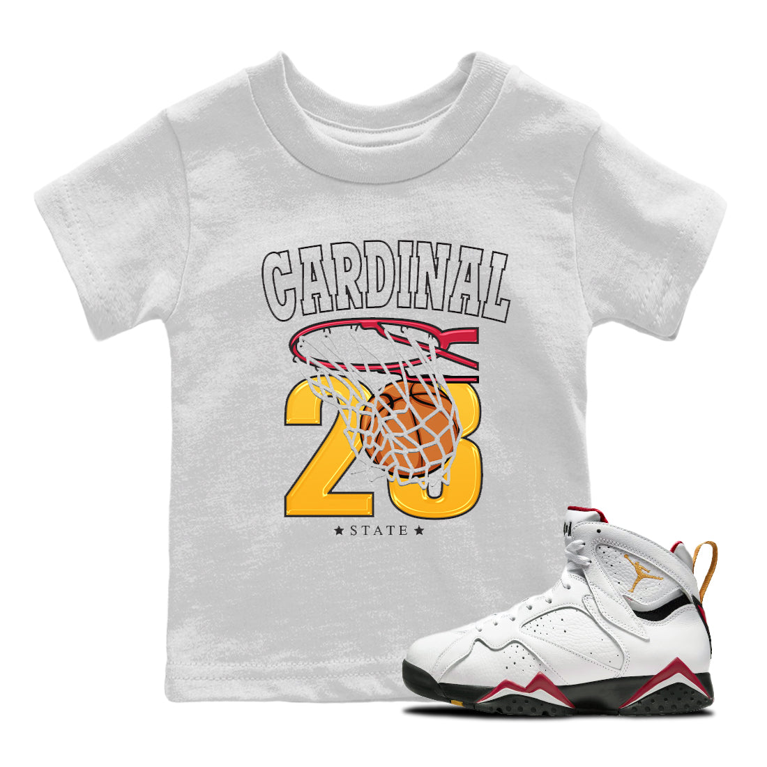 Jordan 7 Cardinal Shirt To Match Jordans Basketball Sneaker Tees Jordan 7 Cardinal Drip Gear Zone Sneaker Matching Clothing Kids Shirts