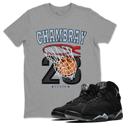 Air Jordan 7 Chambray shirt to match jordans Basketball Streetwear Sneaker Shirt AJ7 Chambray Drip Gear Zone Sneaker Matching Clothing Unisex Heather Grey 1 T-Shirt
