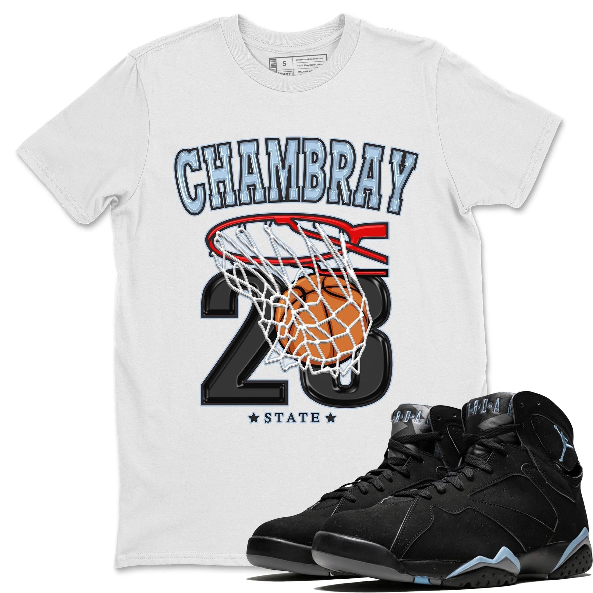 Air Jordan 7 Chambray shirt to match jordans Basketball Streetwear Sneaker Shirt AJ7 Chambray Drip Gear Zone Sneaker Matching Clothing Unisex White 1 T-Shirt