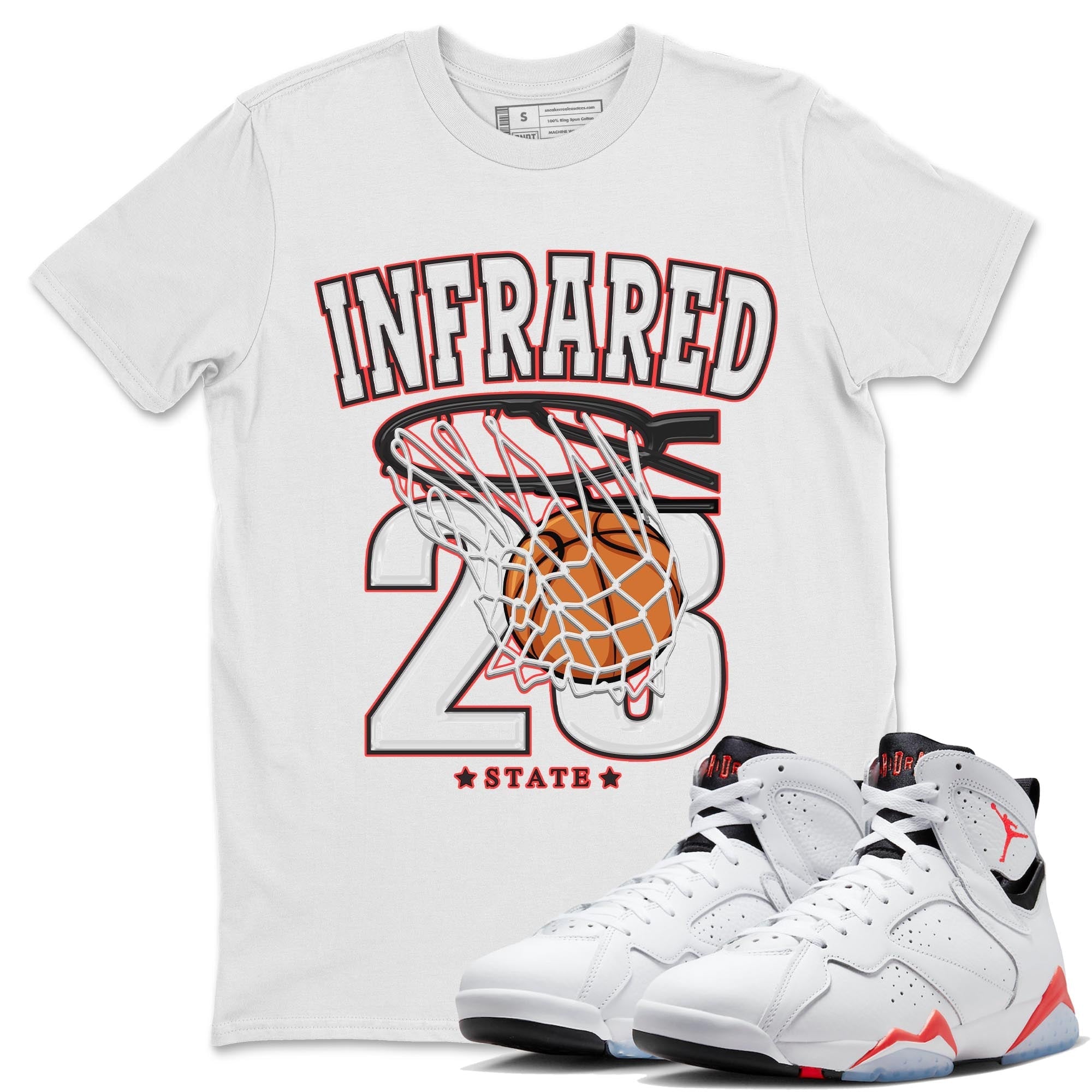Air Jordan 7 White Infrared shirt to match jordans Basketball Streetwear Sneaker Shirt White Infrared 7s Drip Gear Zone Sneaker Matching Clothing Unisex White 1 T-Shirt