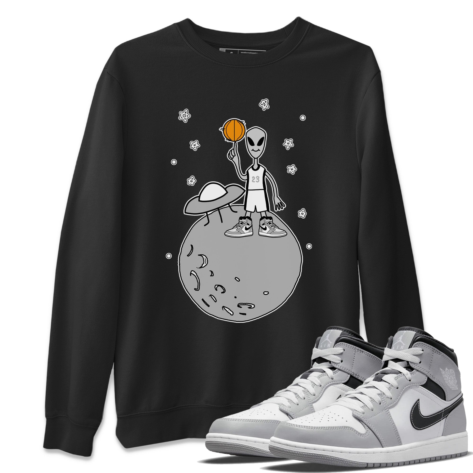 Jordan 1 Light Smoke Grey Sneaker Matching T-Shirt Basketball Alien Sneaker Tees Jordan 1 Light Smoke Grey Sneaker Release Tees Crew Neck Tees