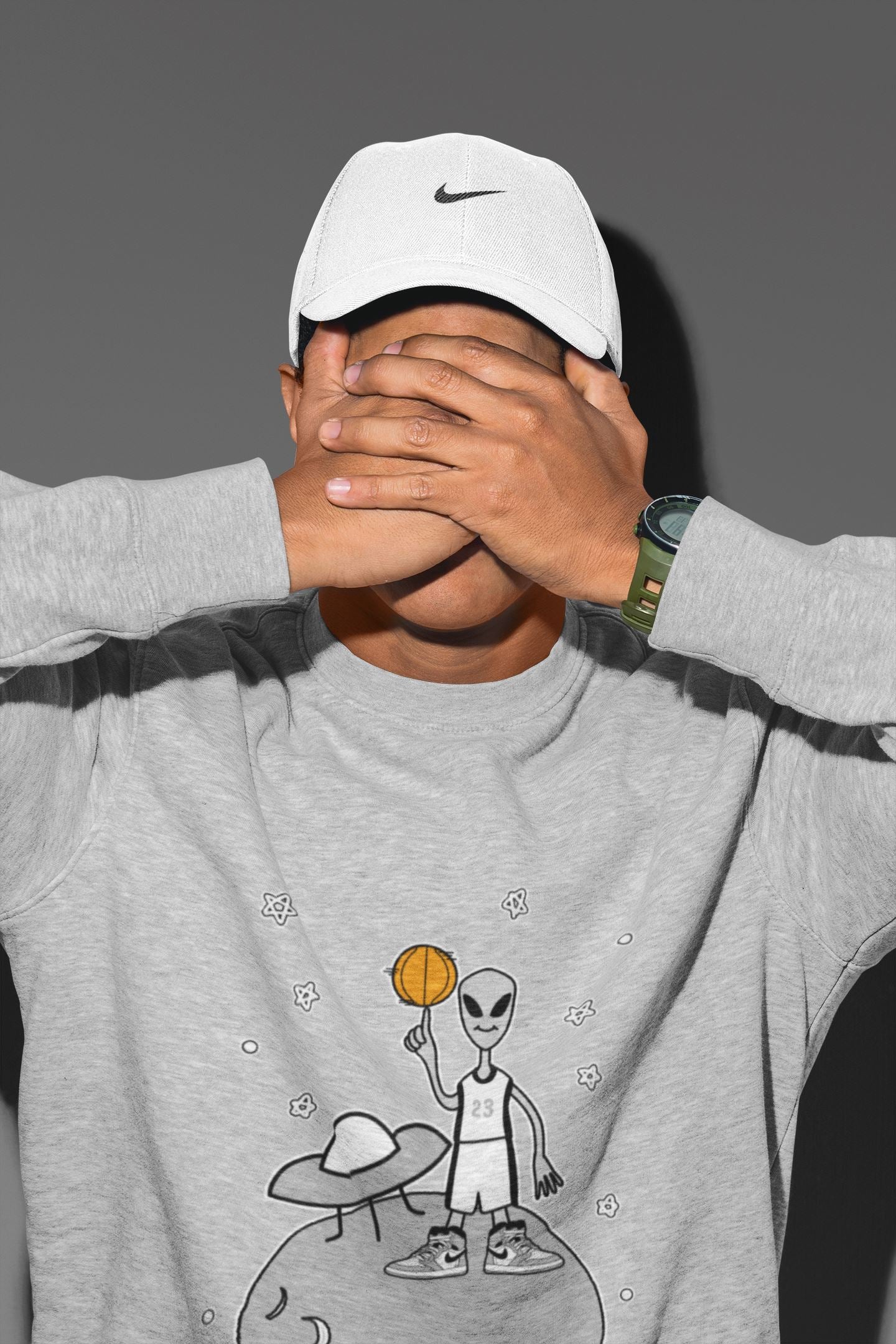 Jordan 1 Light Smoke Grey Sneaker Matching T-Shirt Basketball Alien Sneaker Tees Jordan 1 Light Smoke Grey Sneaker Release Tees Crew Neck Tees