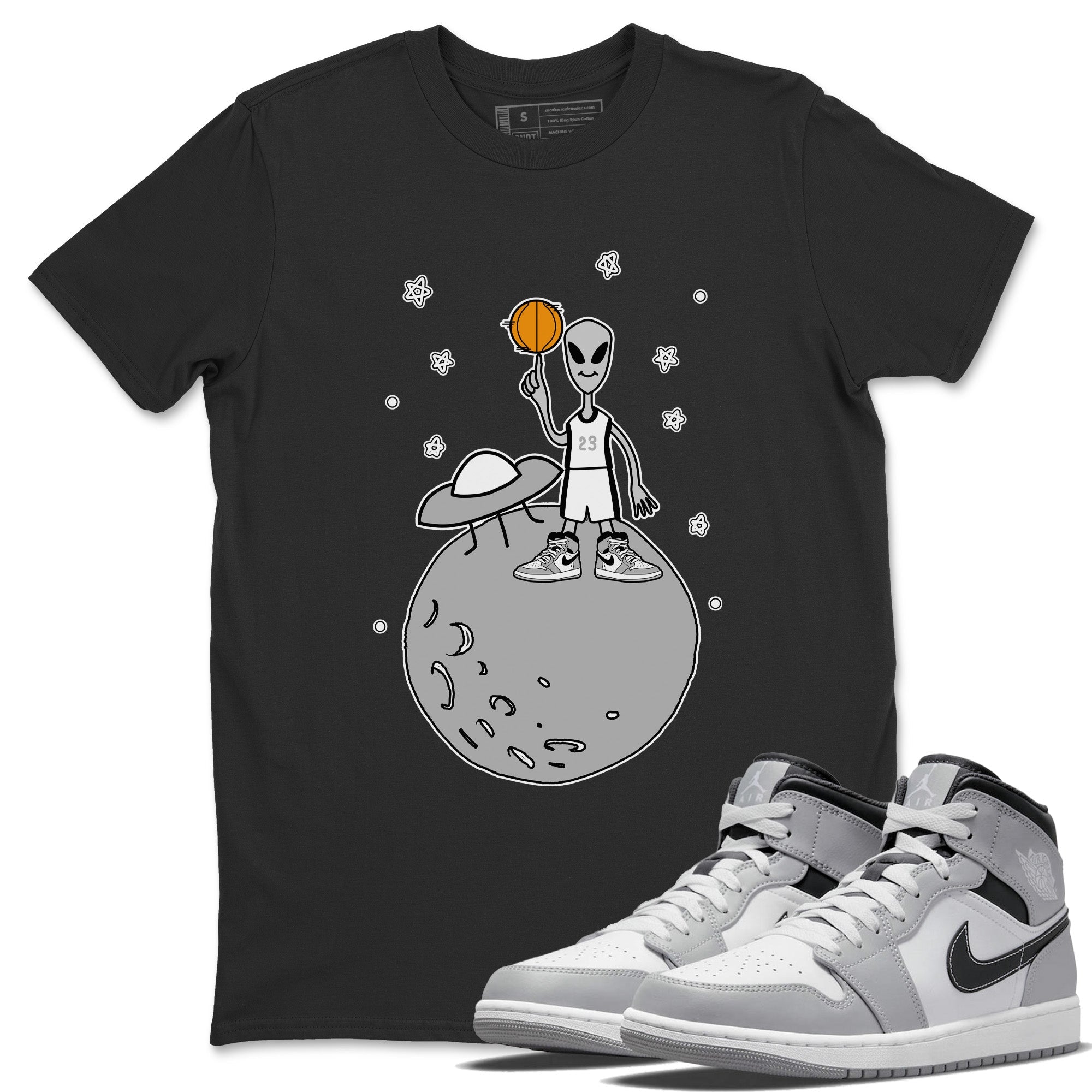 Jordan 1 Light Smoke Grey Sneaker Matching T-Shirt Basketball Alien Sneaker Tees Jordan 1 Light Smoke Grey Sneaker Release Tees Crew Neck Tees