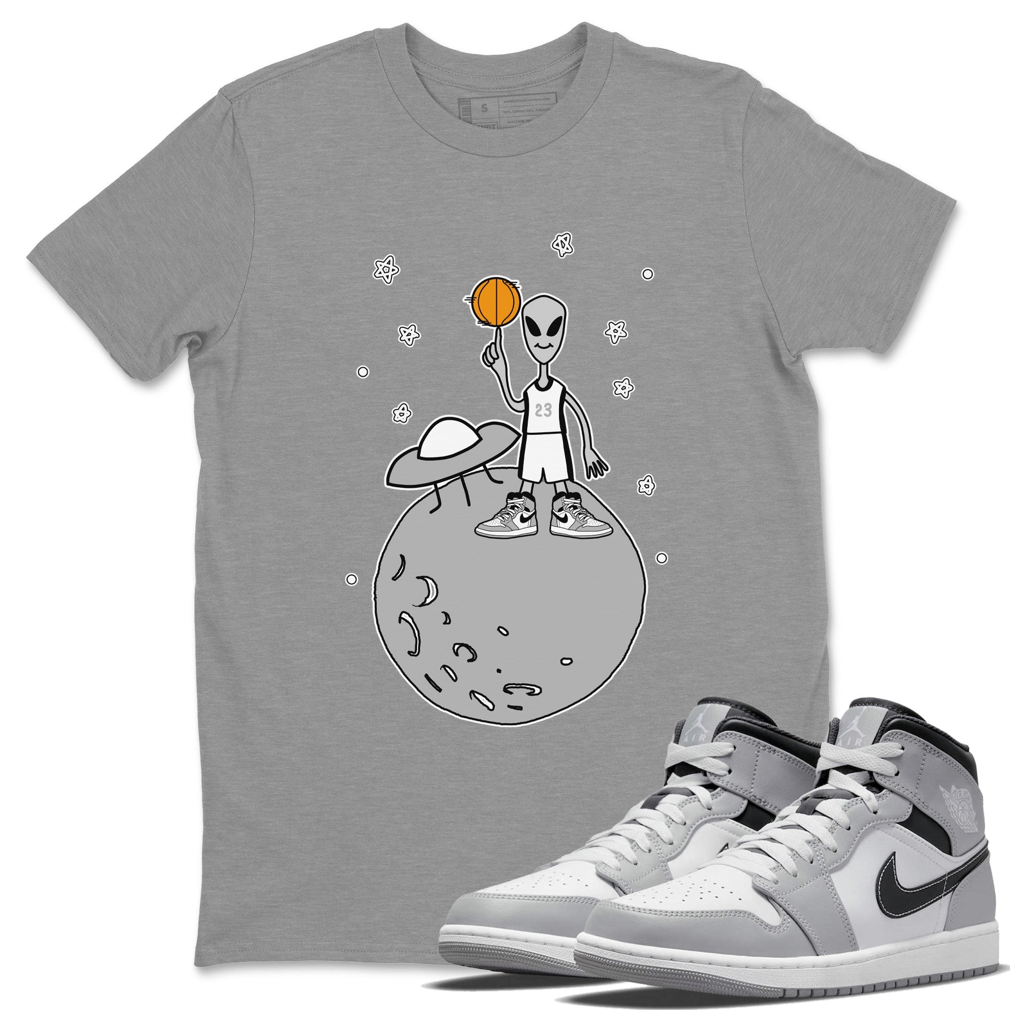Jordan 1 Light Smoke Grey Sneaker Matching T-Shirt Basketball Alien Sneaker Tees Jordan 1 Light Smoke Grey Sneaker Release Tees Crew Neck Tees