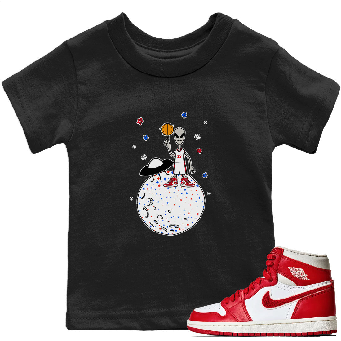 Jordan 1 Newstalgia Sneaker Matching T-Shirt Basketball Alien Sneaker Tees Jordan 1 Newstalgia Sneaker Release Tees Kids Shirts
