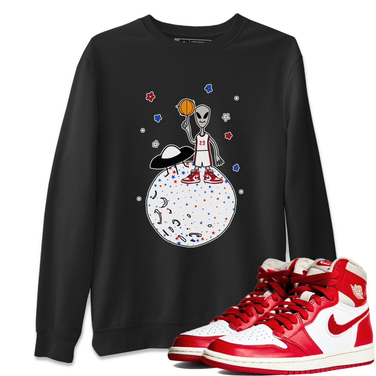 Jordan 1 Newstalgia Sneaker Matching T-Shirt Basketball Alien Sneaker Tees Jordan 1 Newstalgia Sneaker Release Tees Crew Neck Tees