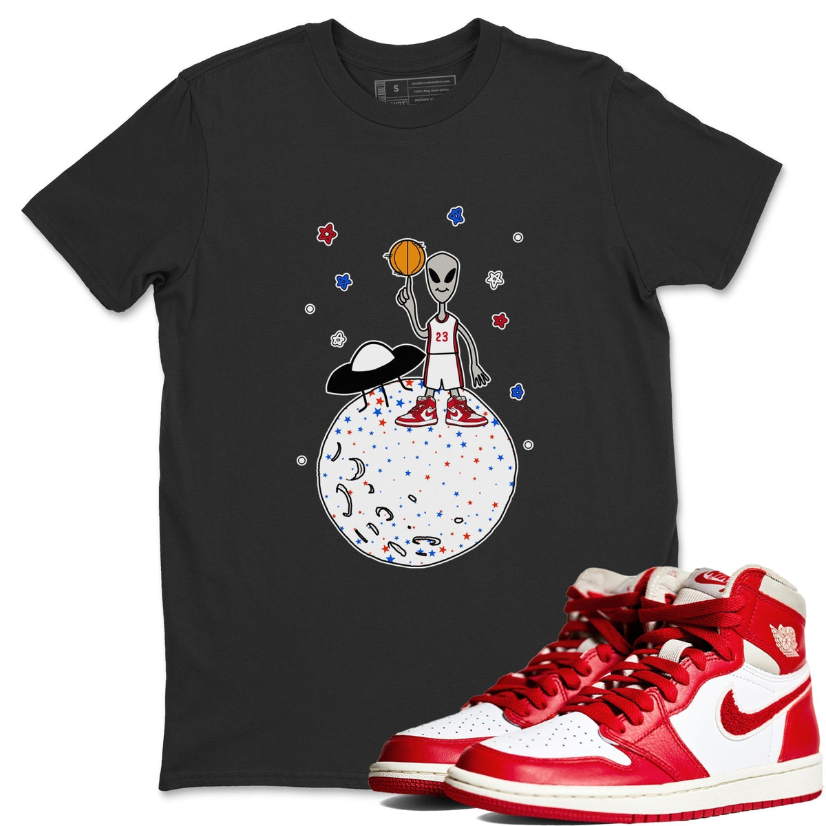 Jordan 1 Newstalgia Sneaker Matching T-Shirt Basketball Alien Sneaker Tees Jordan 1 Newstalgia Sneaker Release Tees Crew Neck Tees